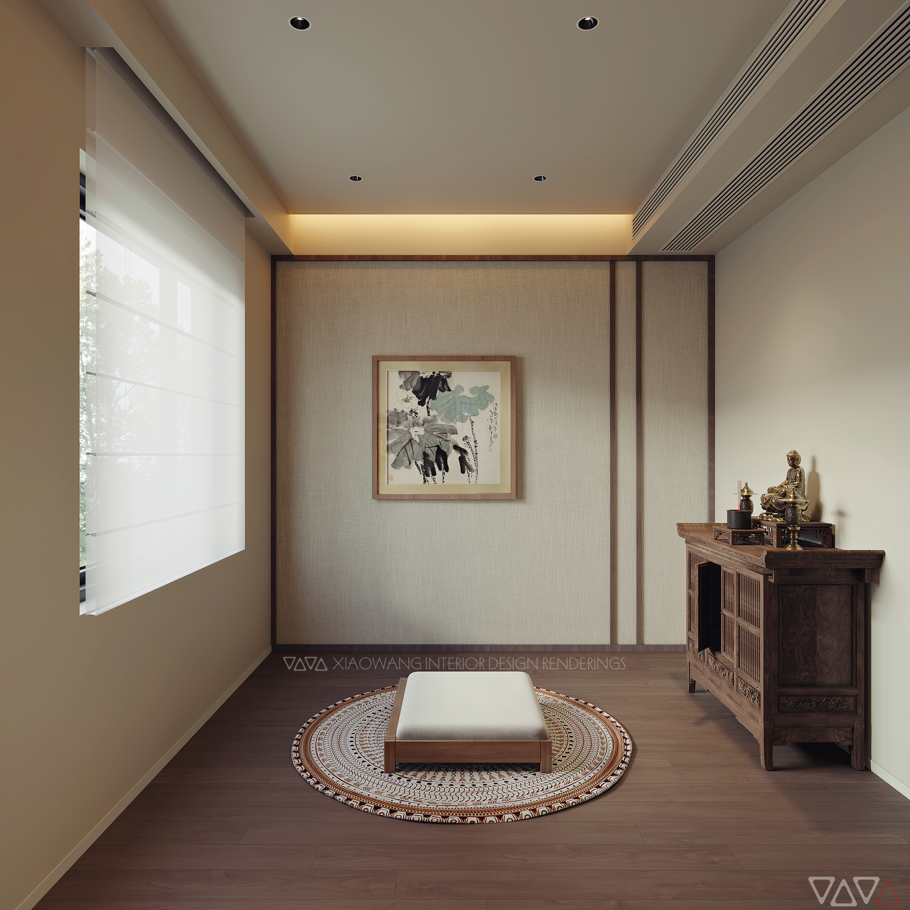 中古风 客餐厅 卧室 效果图-4