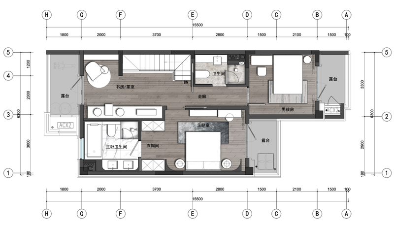 上善若水 | 鸿坤理想城上叠样板间的赖特式有机设计-20