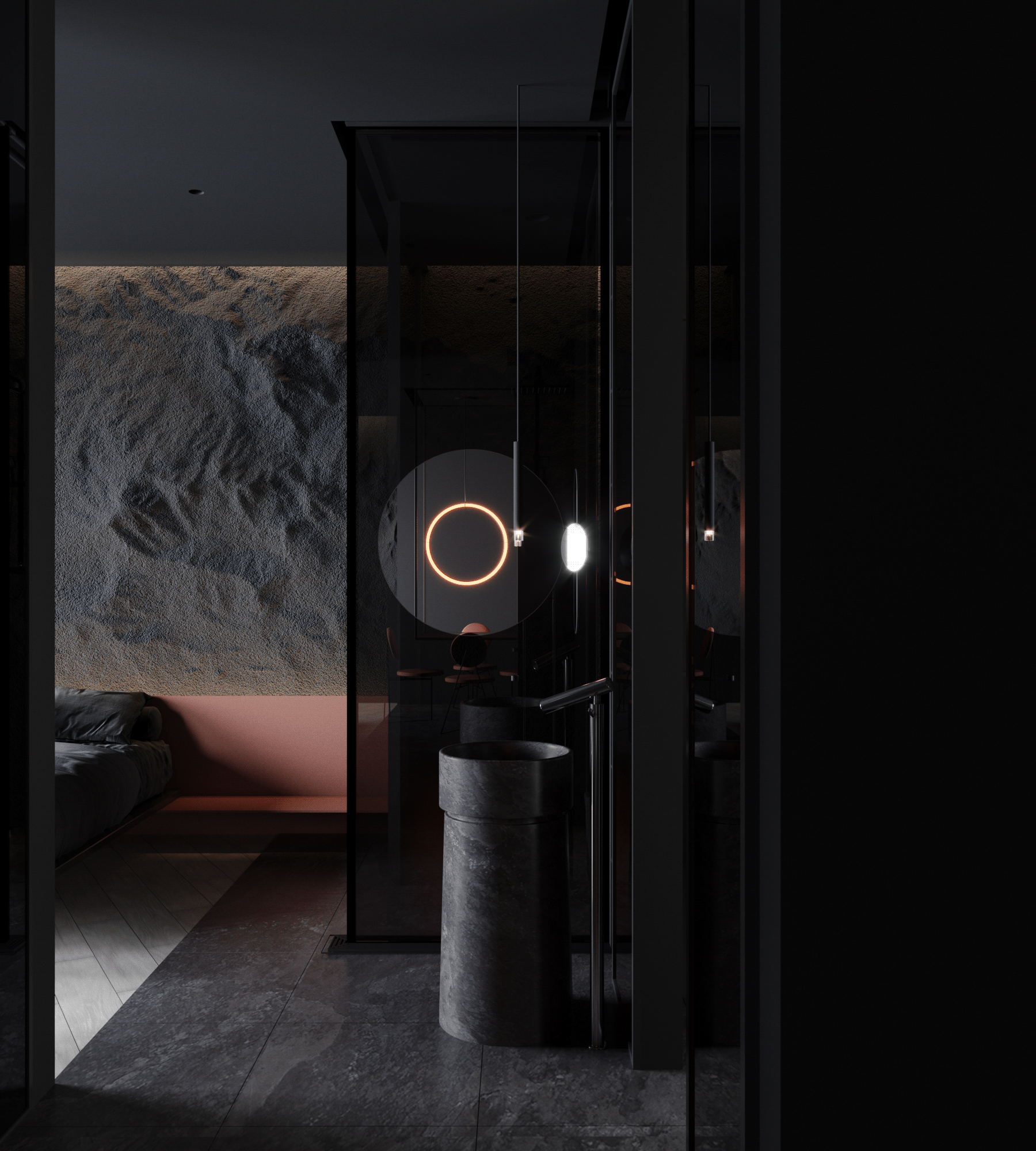 89㎡高级黑色系公寓设计 这也太酷了吧-11