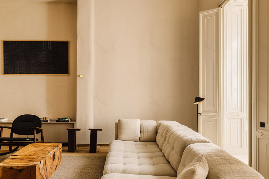 奶黄奶黄的现代极简诧寂风住宅丨中国深圳丨深圳艺喜营筑式设计-15