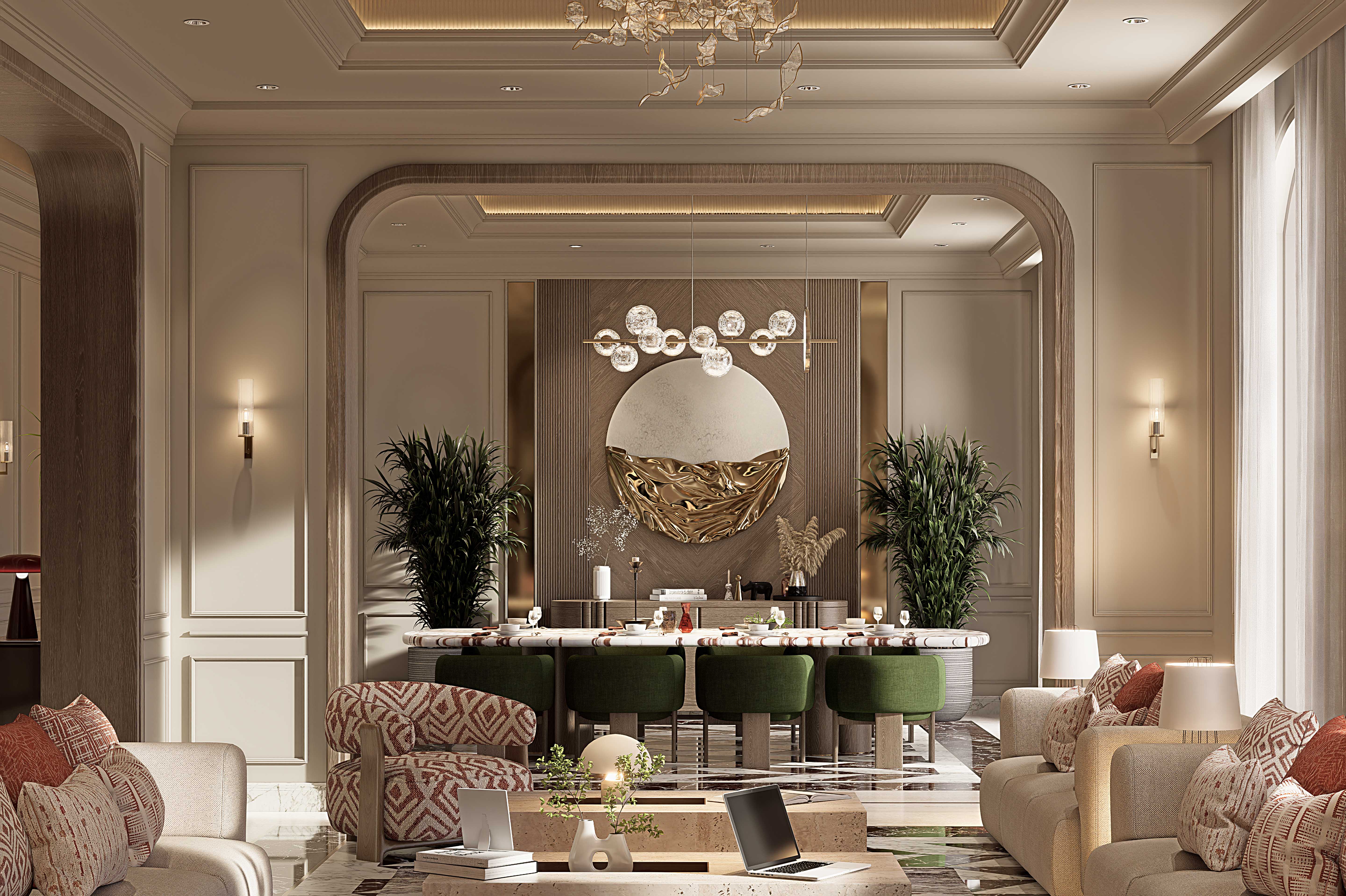 正式起居与餐厅空间设计丨阿联酋-4