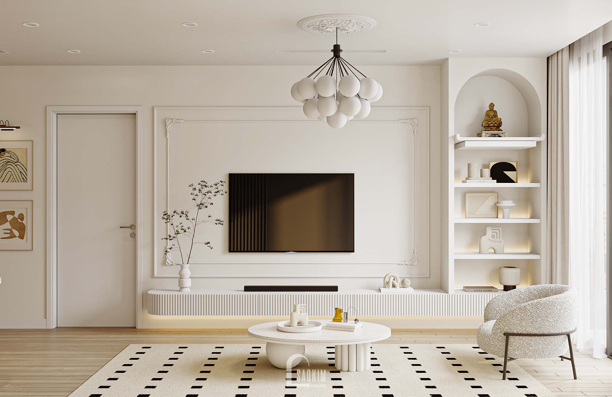 Korea Chic x Parisian style apartment Green Diamond-8