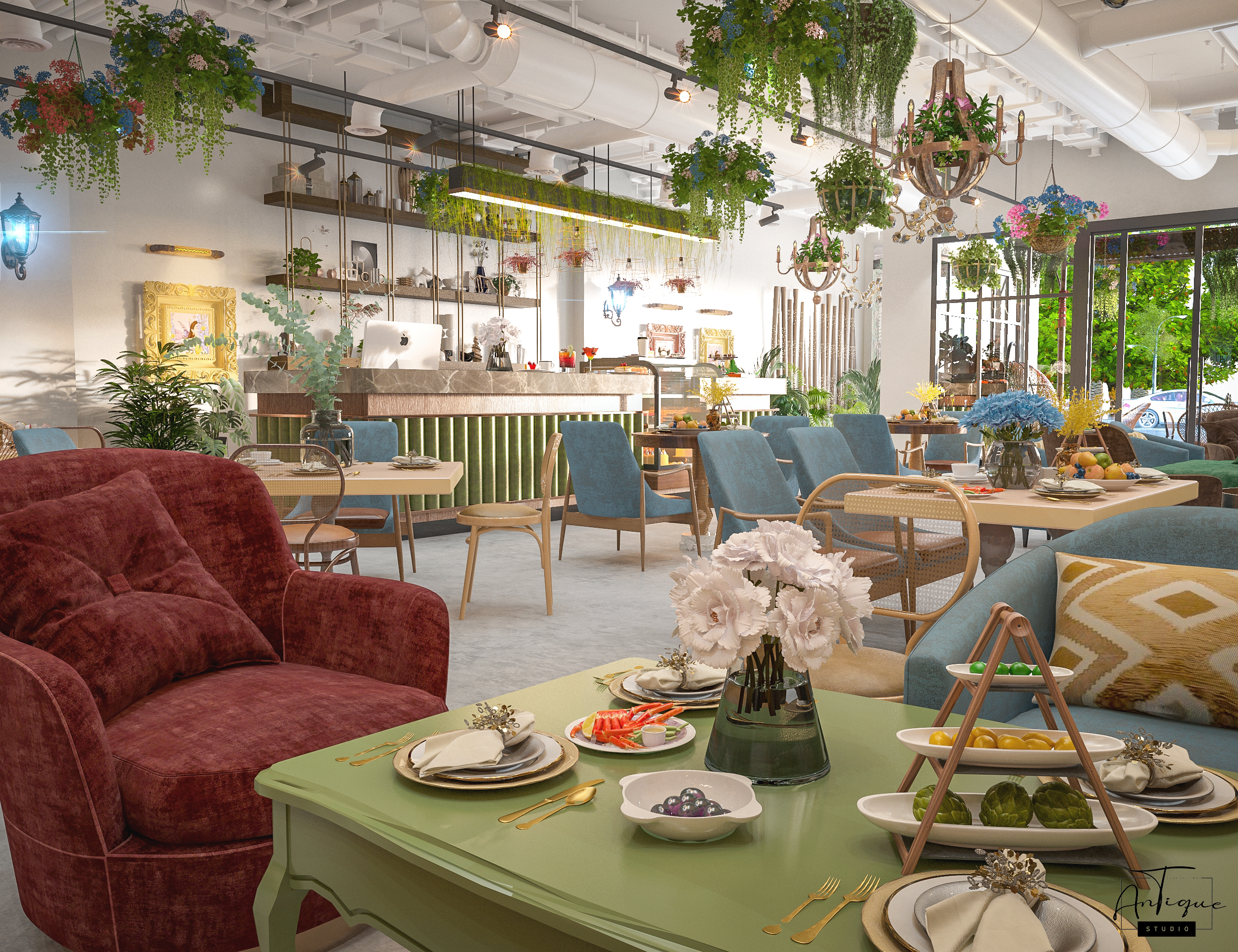 波西米亚咖啡馆兼餐厅丨ANTIQUE Studios-10