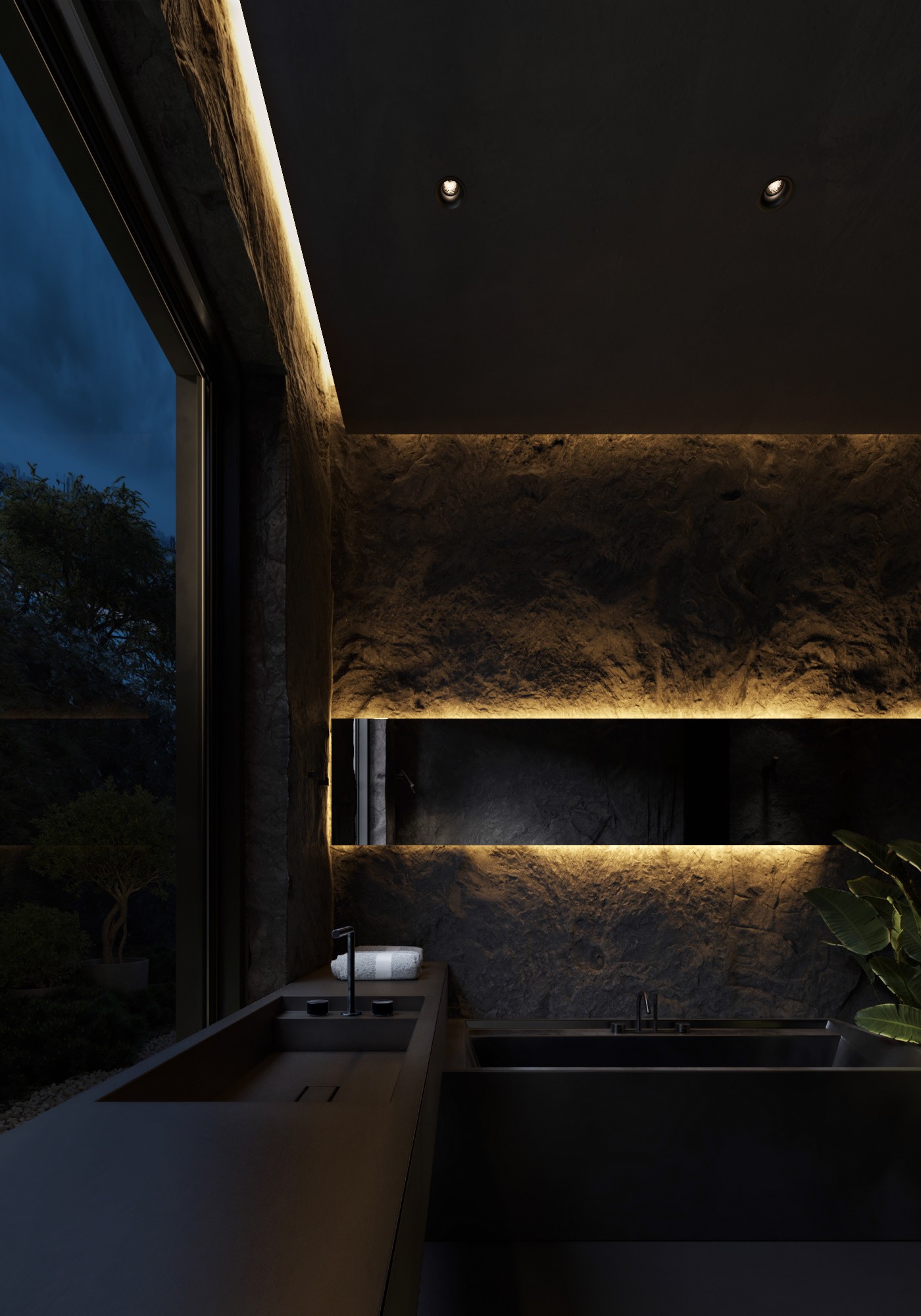 高级黑 极简别墅设计！-48