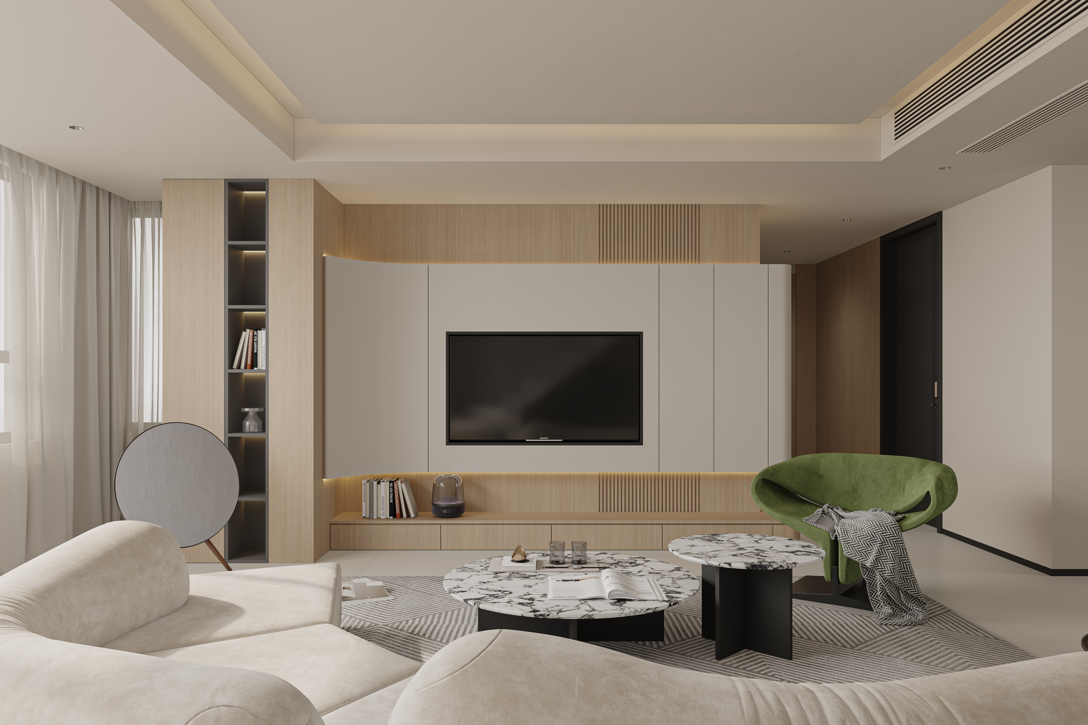 绘感视觉设计——现代奶油风格复式设计案例-2