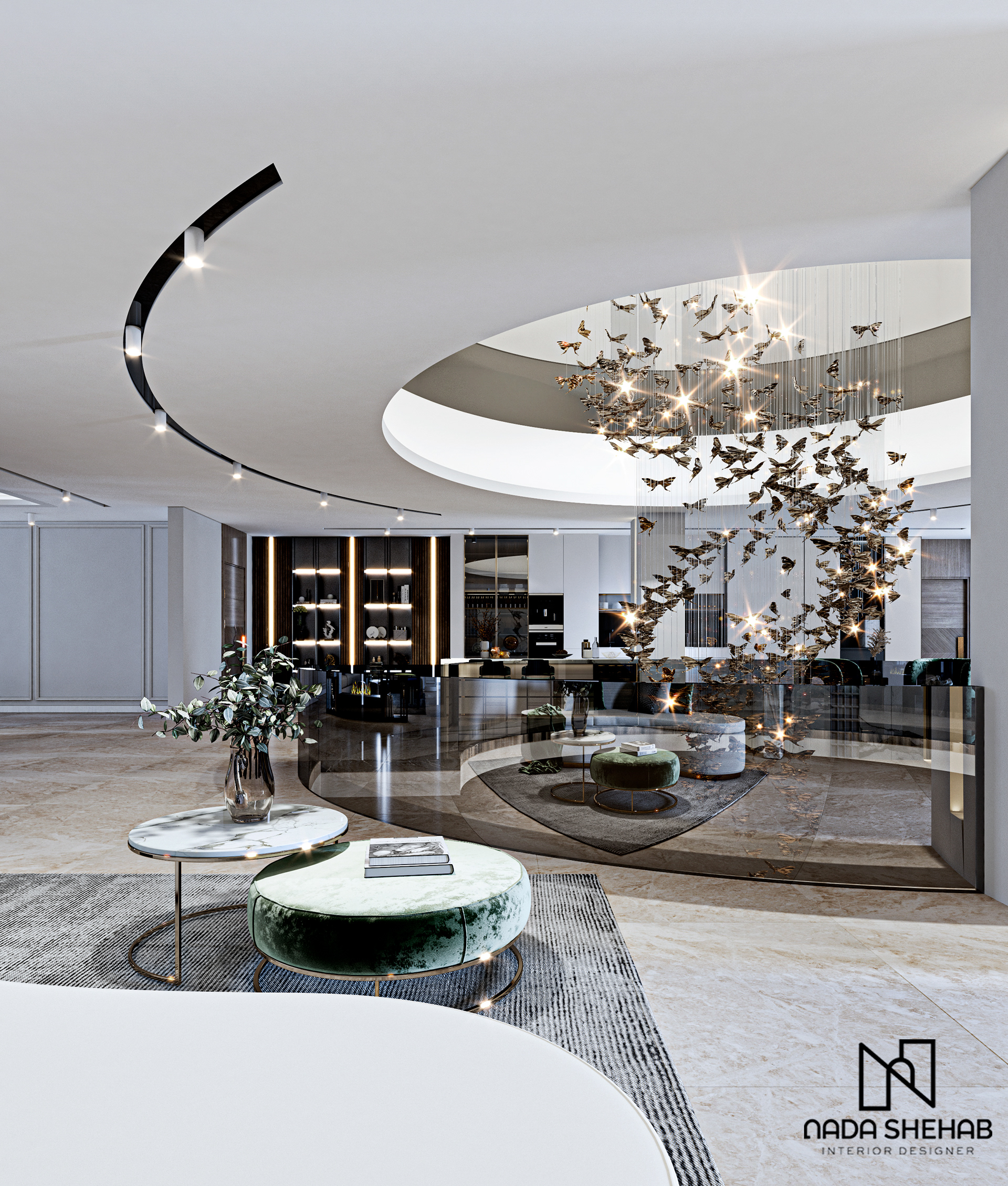 带楼梯区域的开放式起居别墅丨阿曼-19