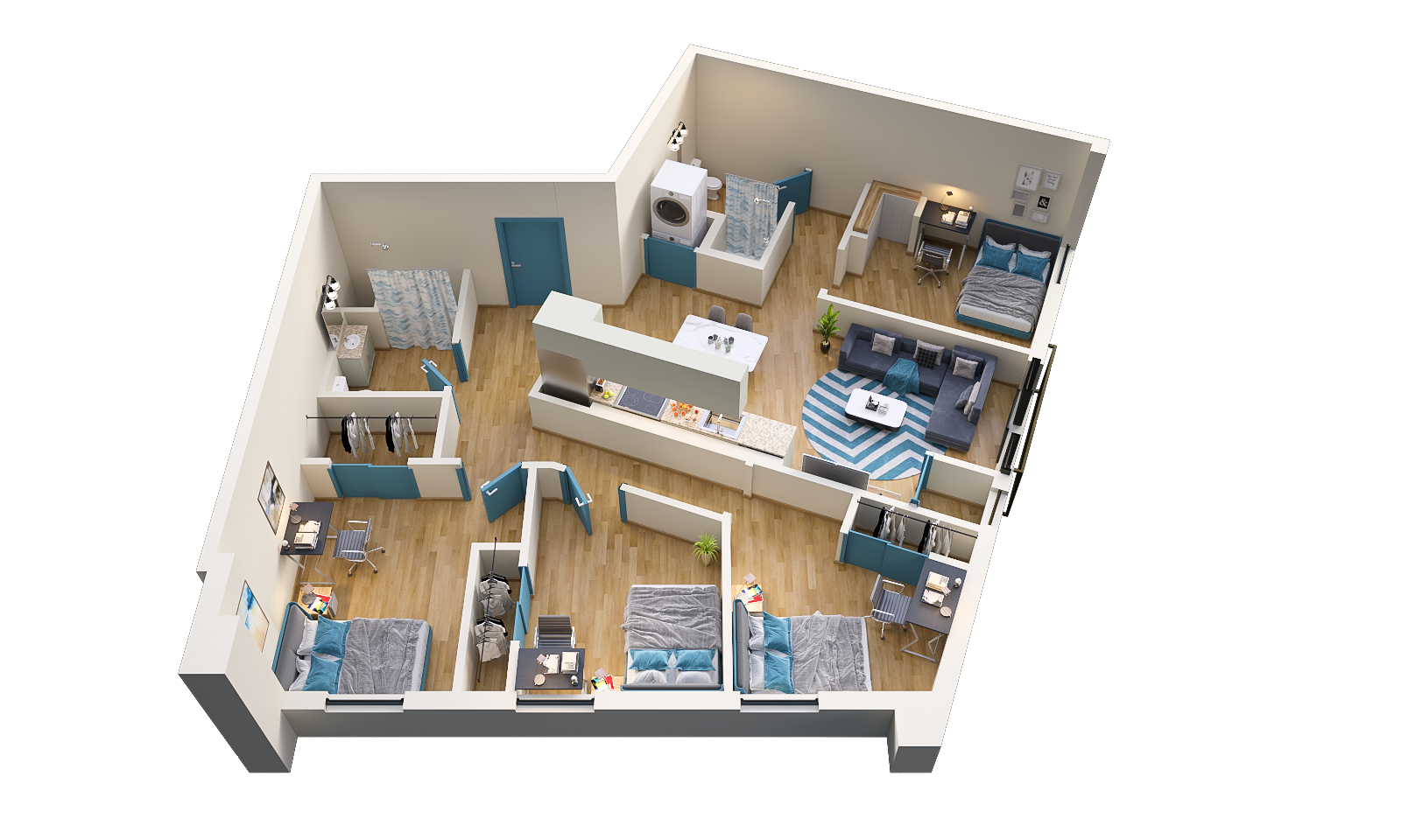 20 Housing units 3D plans-16