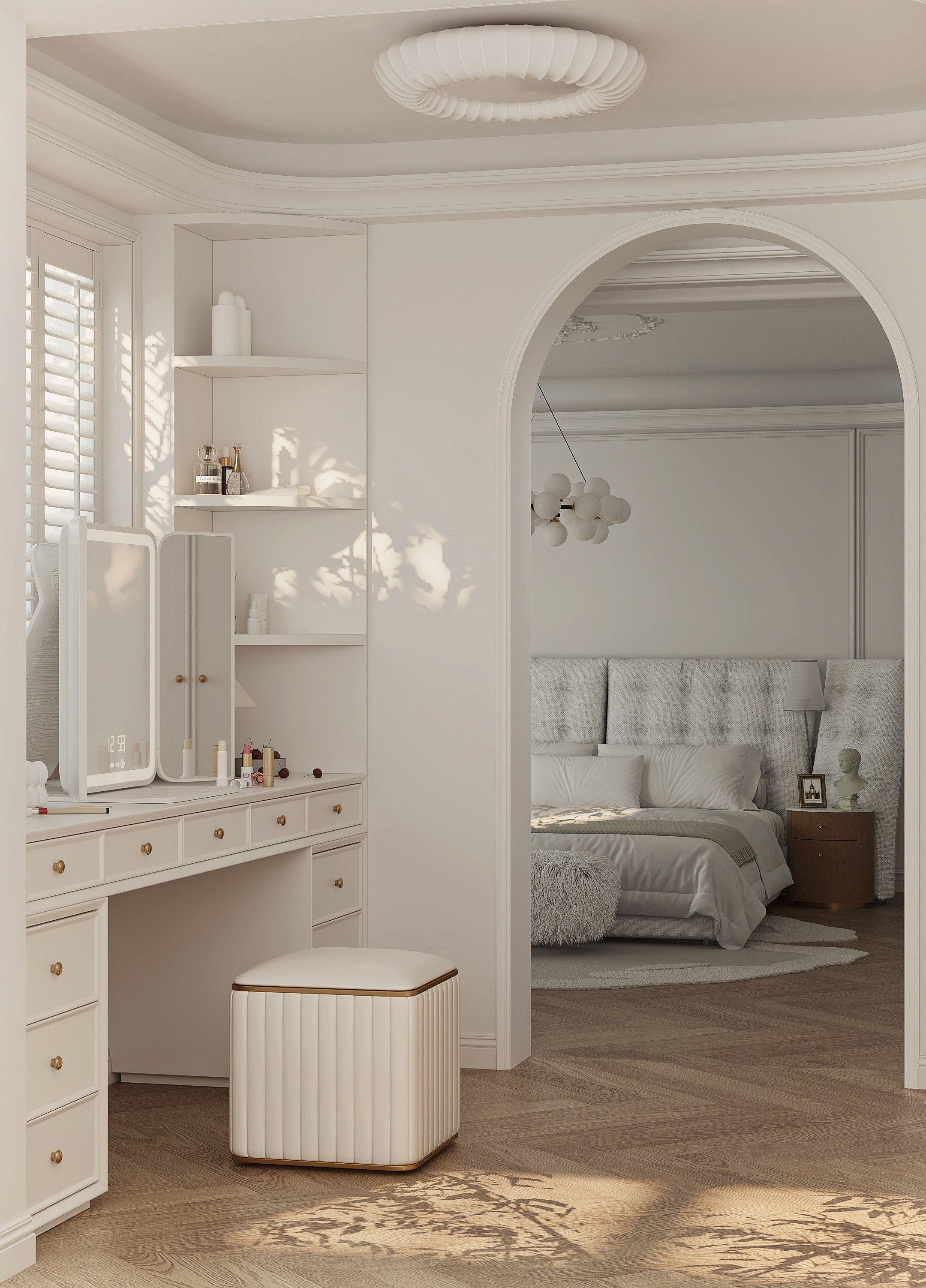 法式奶油风 + 现代简约的卧室设计-6