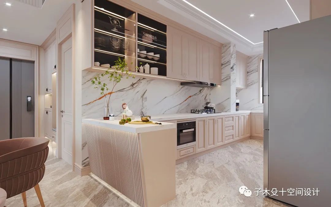 法式轻奢海城别墅丨子木殳十空间设计-16