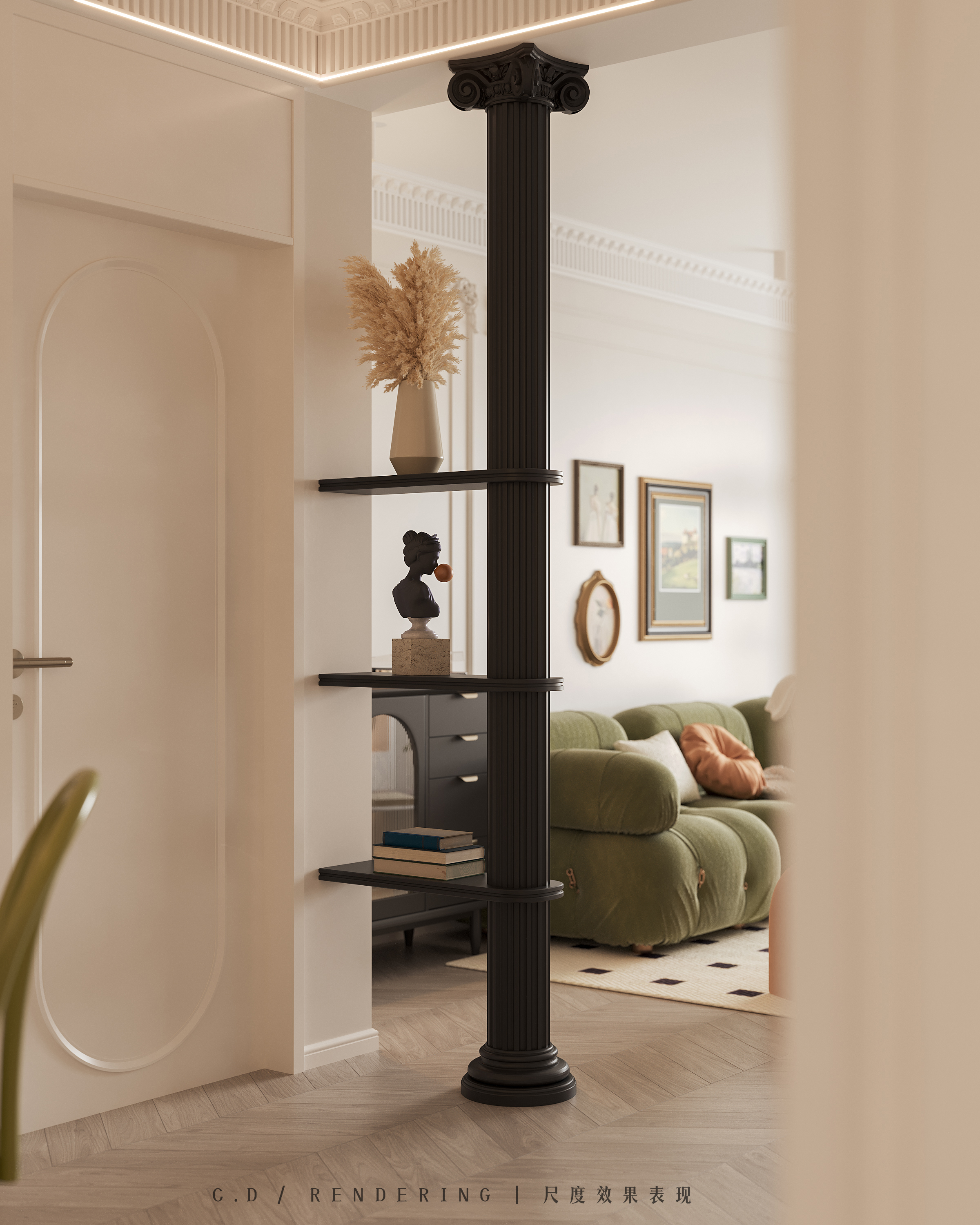 法式奶油风家居渲染-6