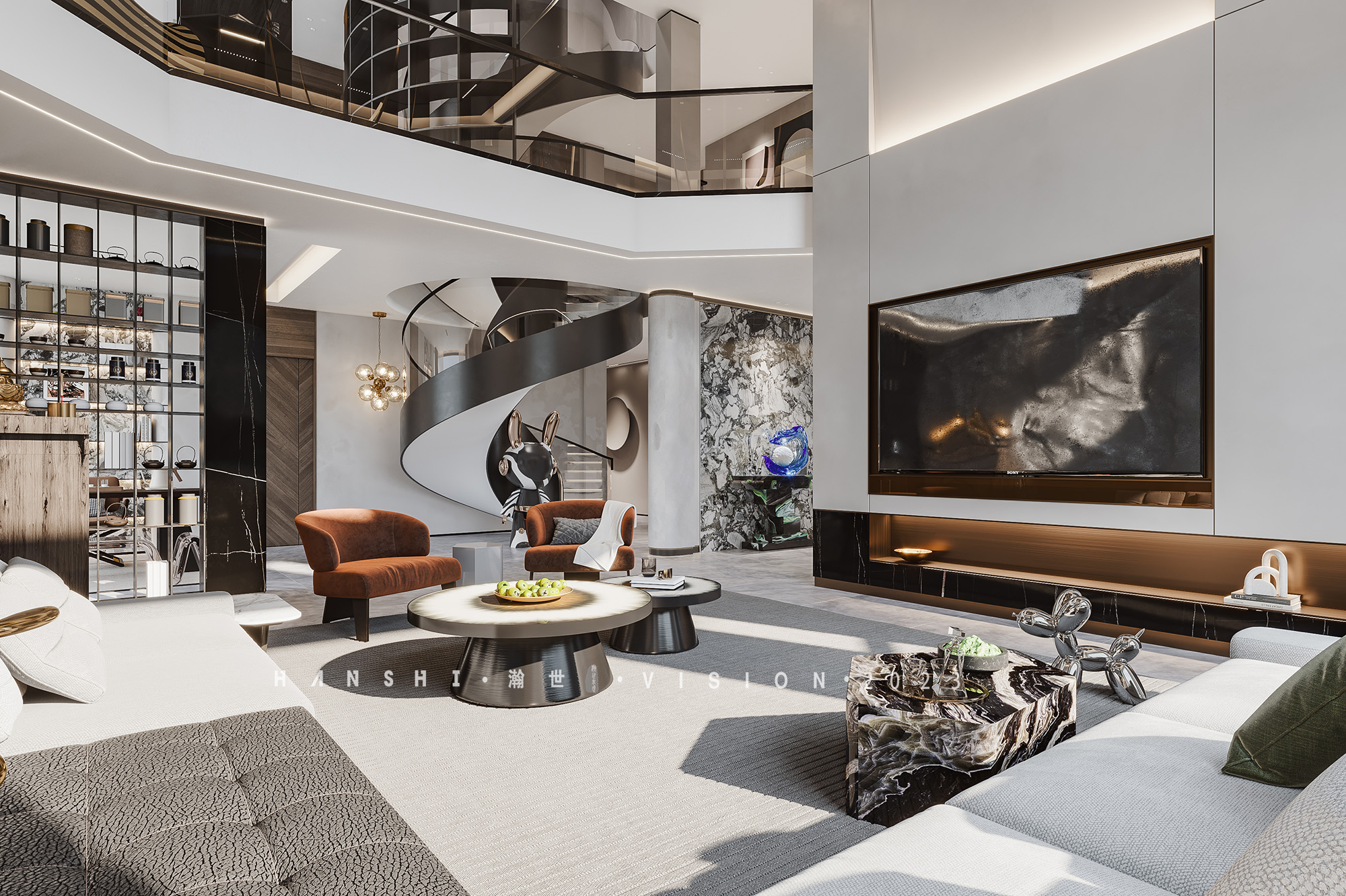 现代意式极简别墅一瀚世表现-5