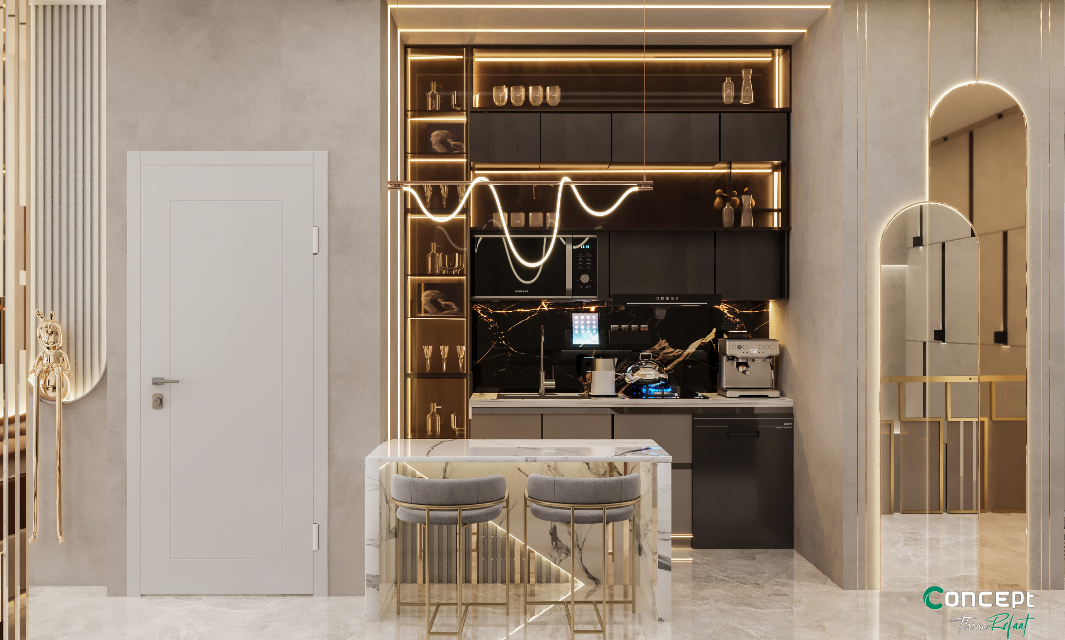 Modern living area with bar-6