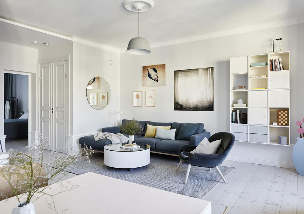 斯德哥尔摩黄色蓝色调公寓-2