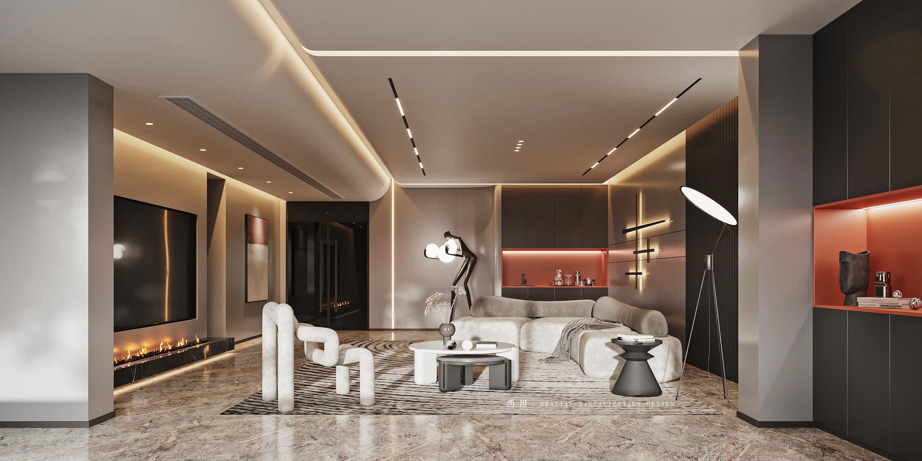 现代意式榻榻米卧室设计丨而川空间可视化工作室-30