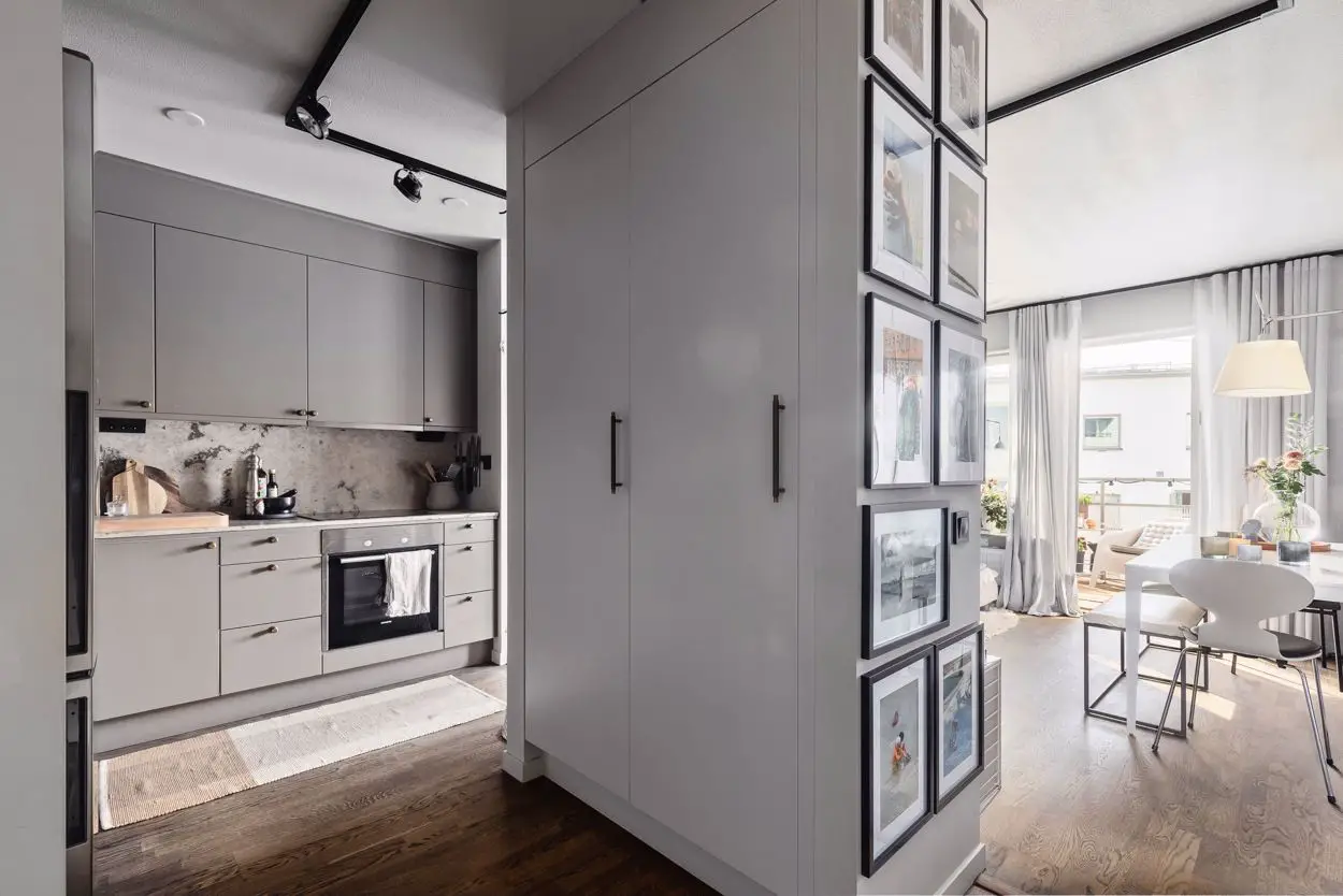 时尚玻璃墙 | 54m2 紧凑两居室的亮点设计-9