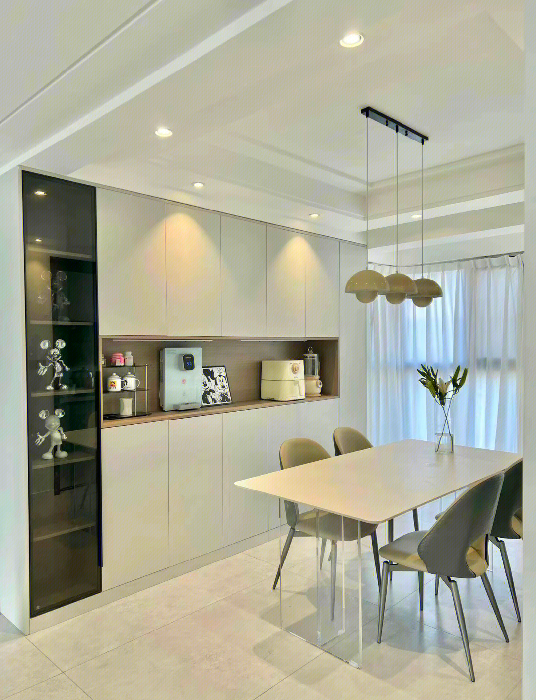 开放隔断时尚加电视墙，110㎡现代美式家这样装更实用！-13