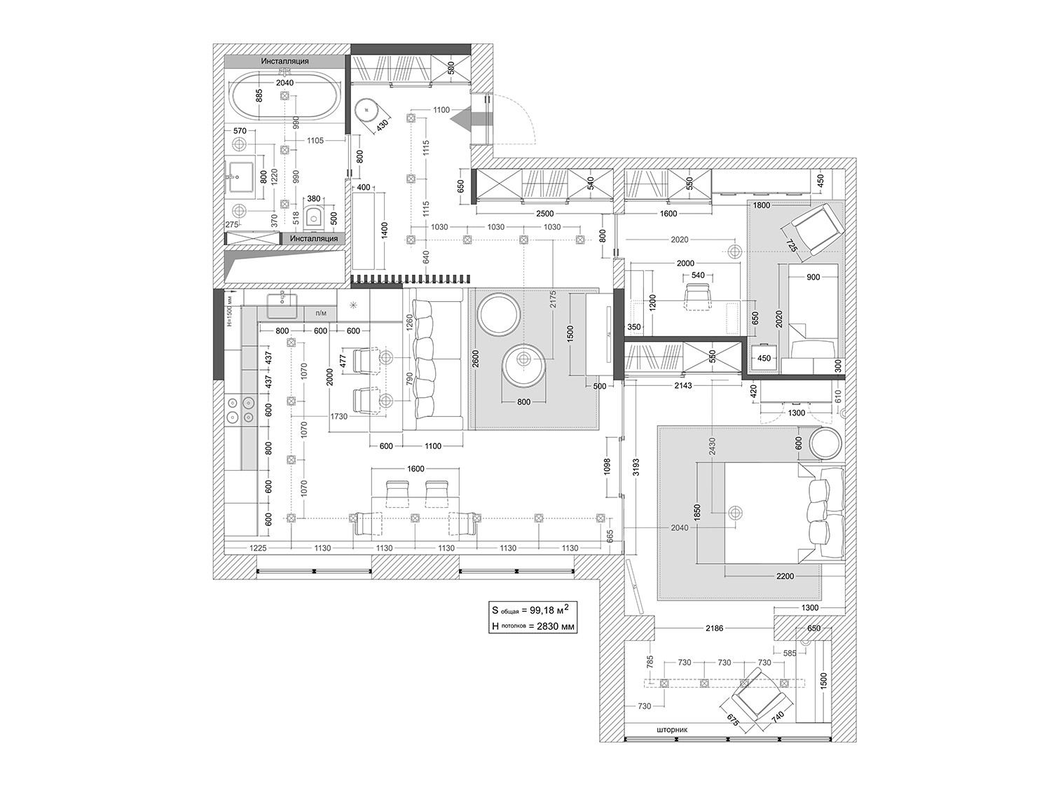 俄罗斯 99m²简约风亲子宅 | 黑白配的现代魅力-15