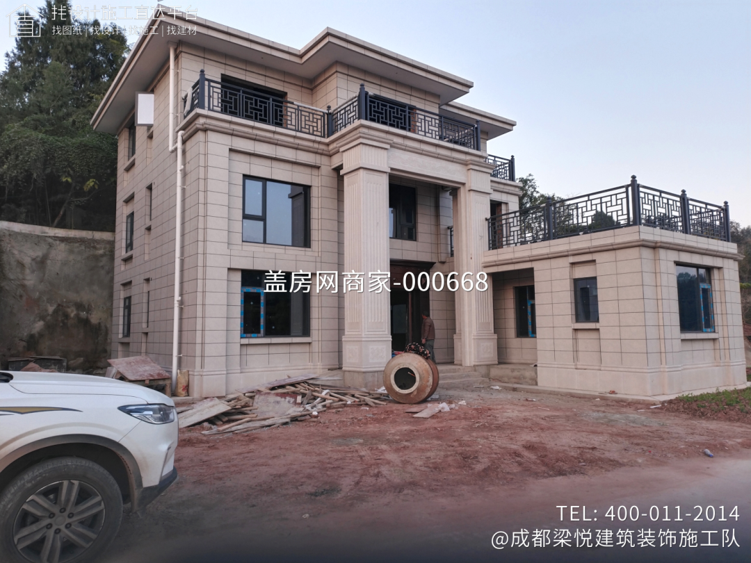 【施工队案例】四川省资阳市简阳市三层新中式别墅施工-13