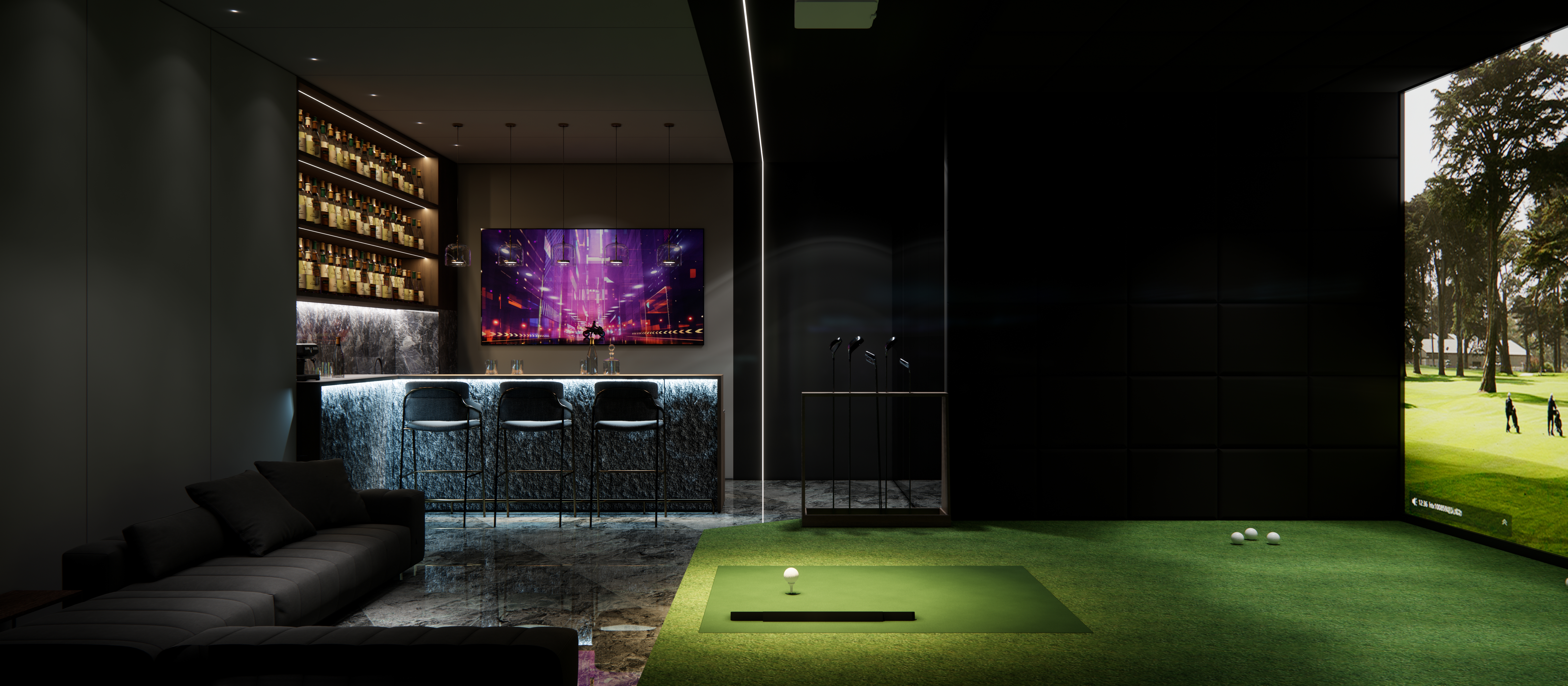 郑东商业中心云顶别墅室内高尔夫室-6