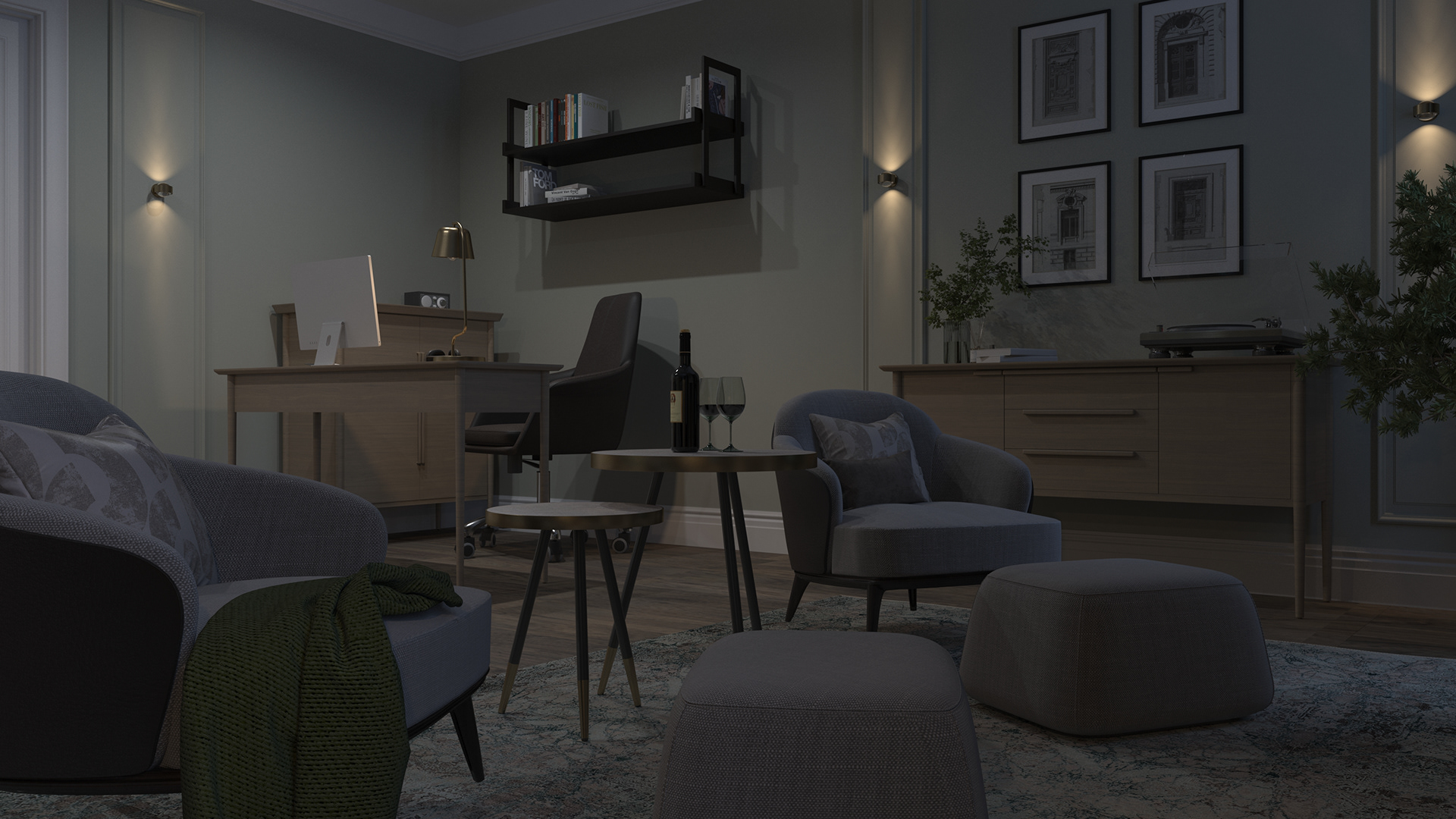 Layout and 3D visualization of the room-2