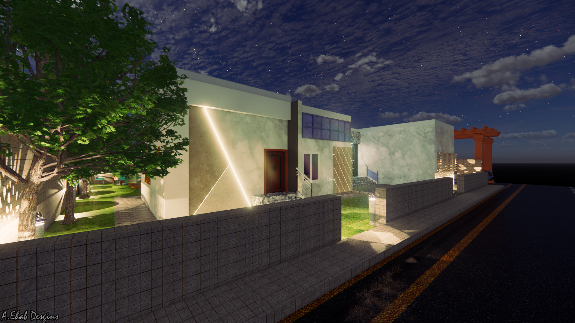An Exterior Design for a modern villa.. Hope u Like It-5
