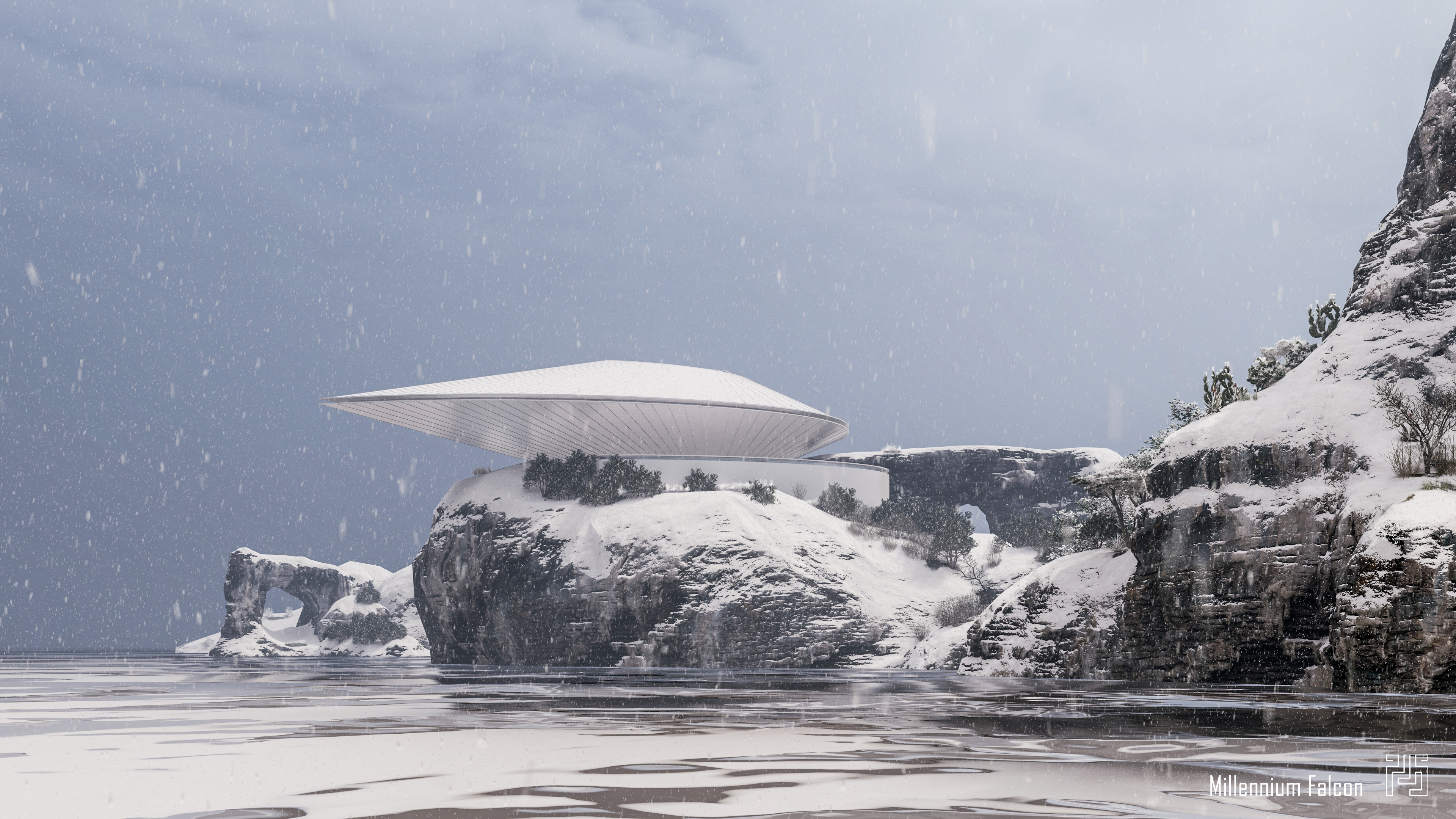 LUMION 10 概念建筑 | 海礁上的千年隼博物馆-4