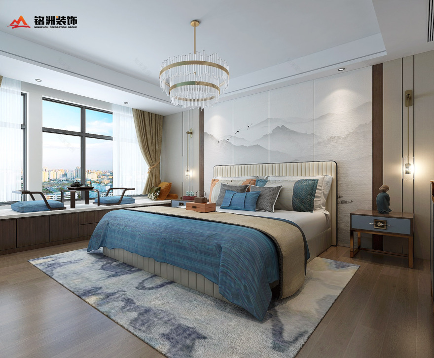 商丘建业山水湖城 252㎡顶复,东方美学的静谧表达-11