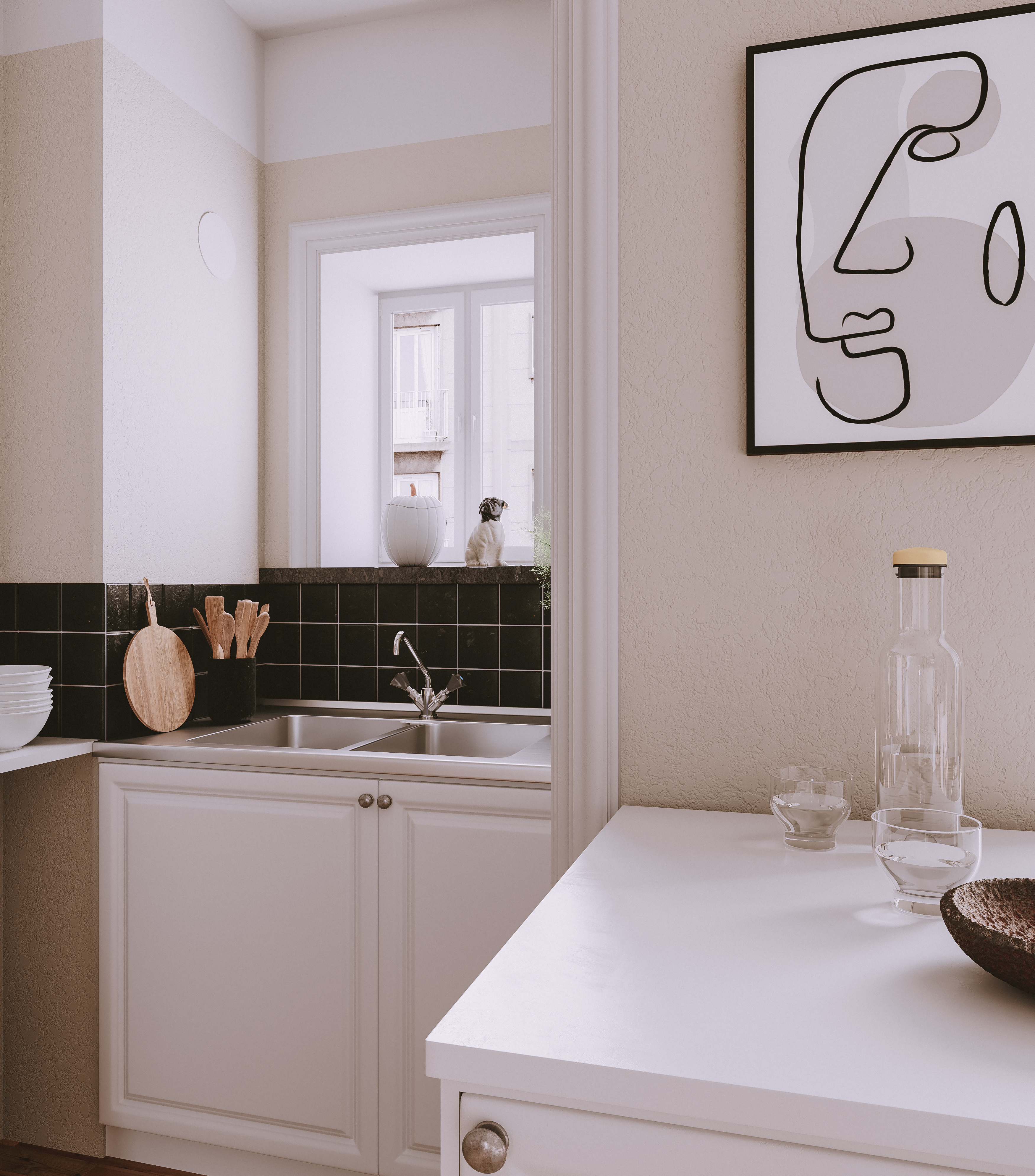 极简白色公寓，VRAY5 打造宜居小空间-4