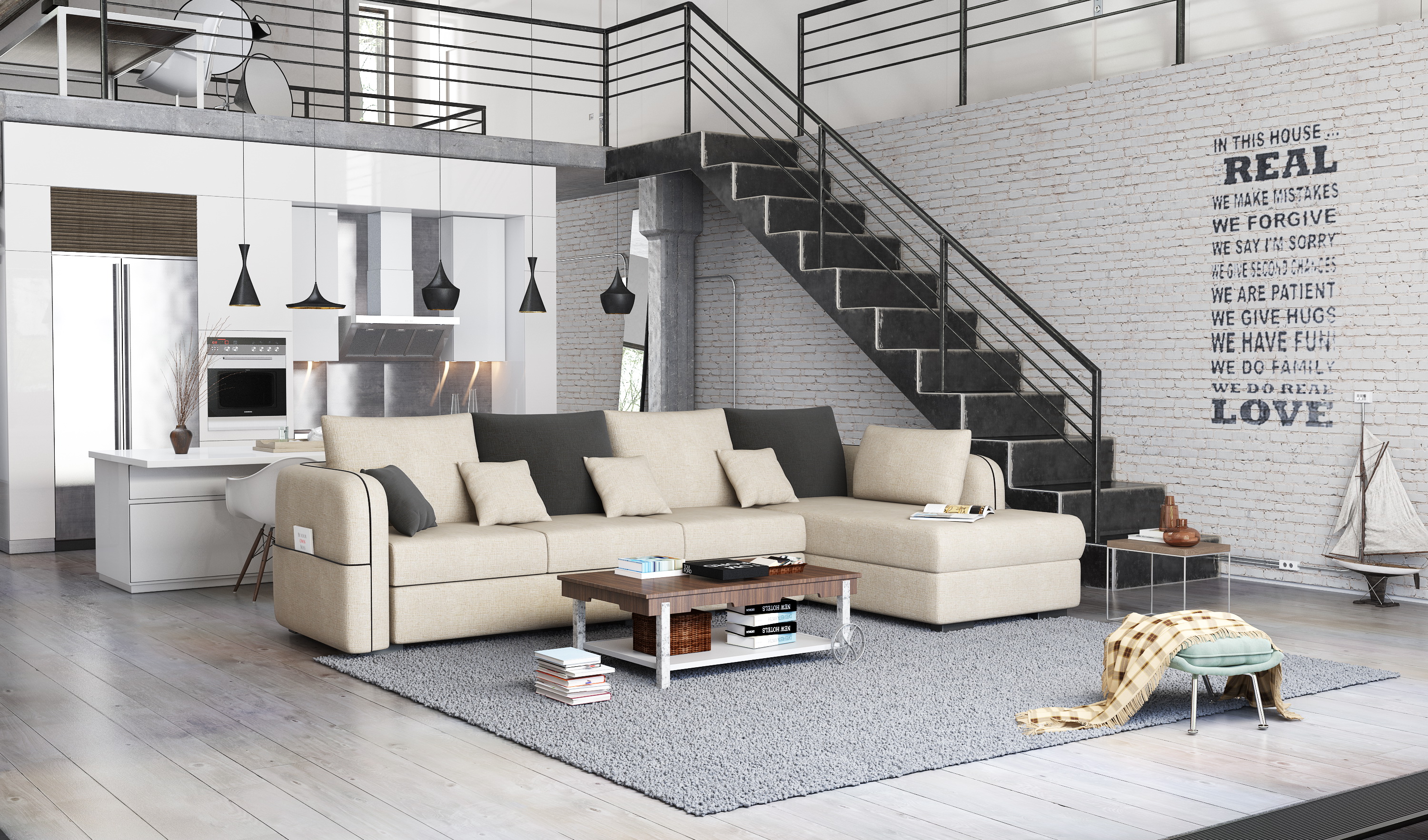 北欧简约风格系列之布艺沙发-4