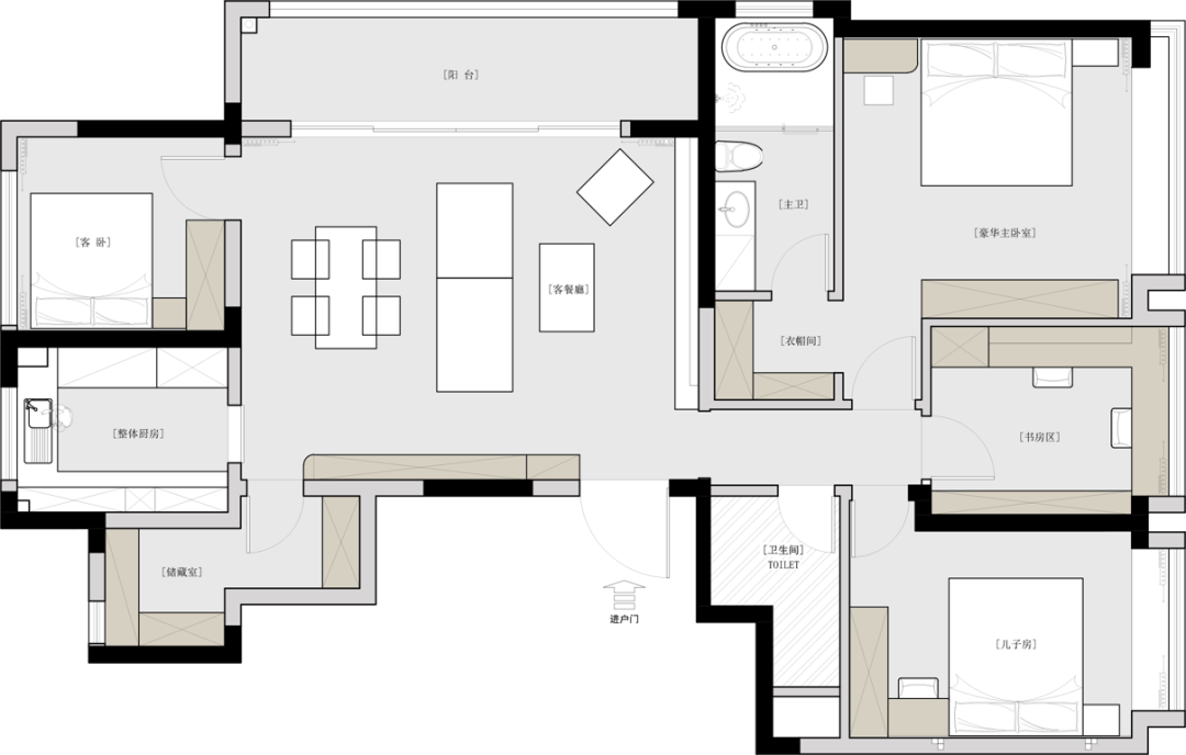 内舍软装丨168㎡意式轻奢风，通过局改规划空间，呈现更舒适的生活家！-4