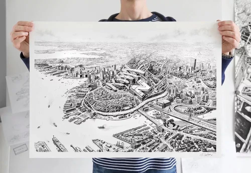 法国艺术家托马斯·达提格斯手绘中国全景建筑,细节震撼!-91