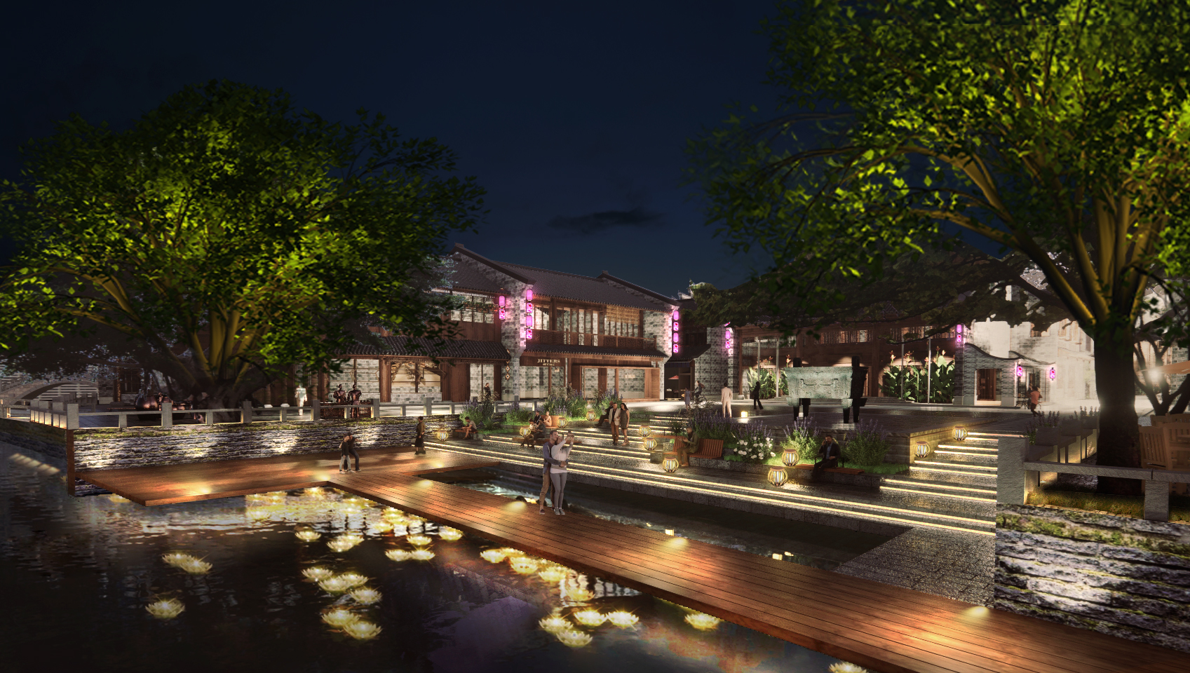 温州梧田老街夜景灯光亮化-5