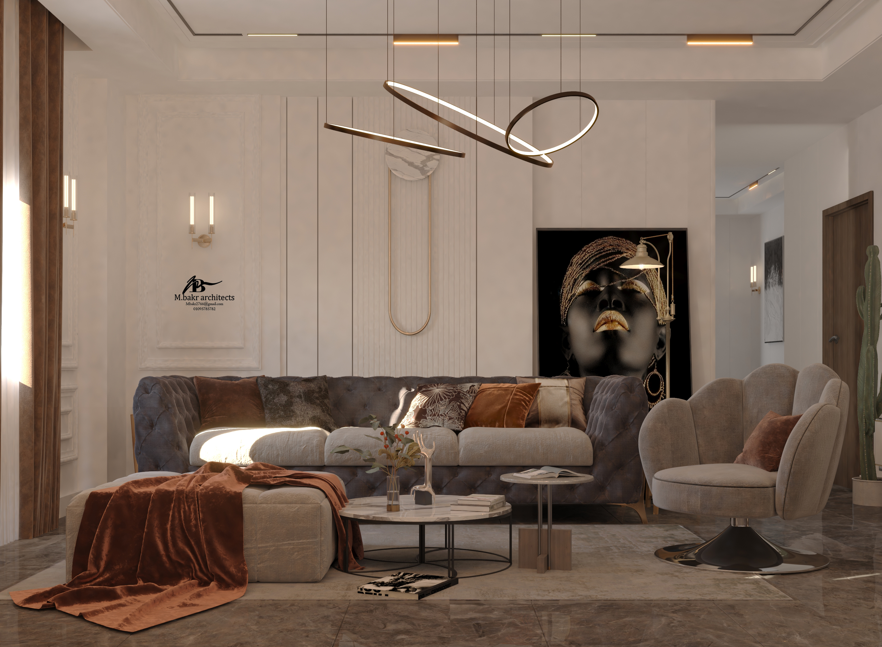 客厅室内设计丨mohamed bakr Architects-2