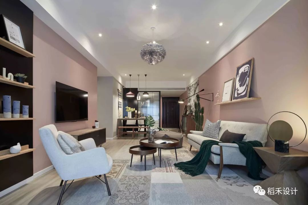 河南许昌万象水岸香郡 115M²样板间——粉色基调的时尚生活空间-3