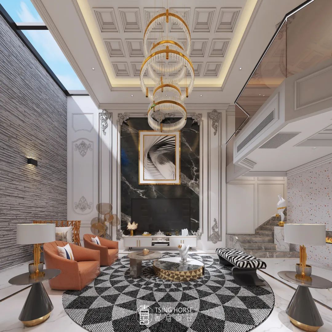 御河上院轻奢格调 | 王清玉 400㎡联排下叠设计-48