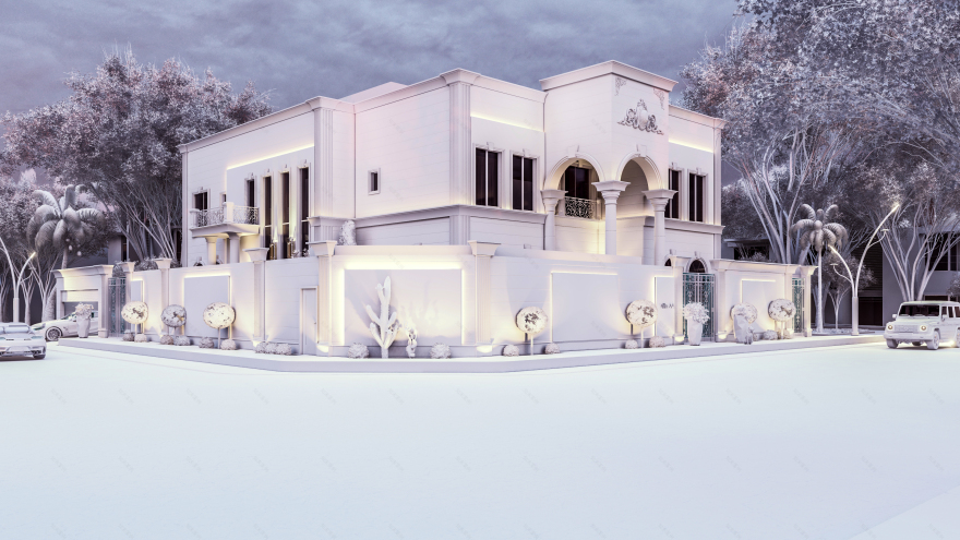 沙特阿拉伯别墅正面丨Construction Palace for decoration-14