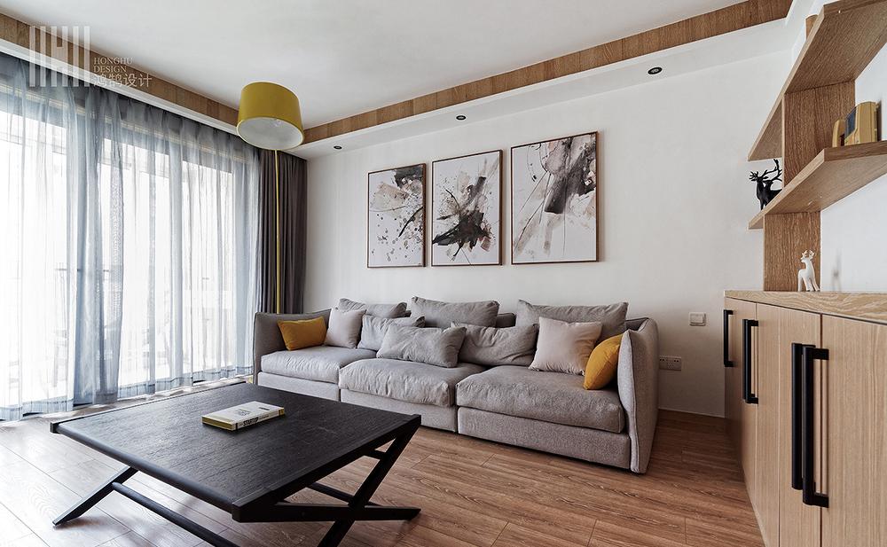 鸿鹄设计上海原木北欧风平层-5