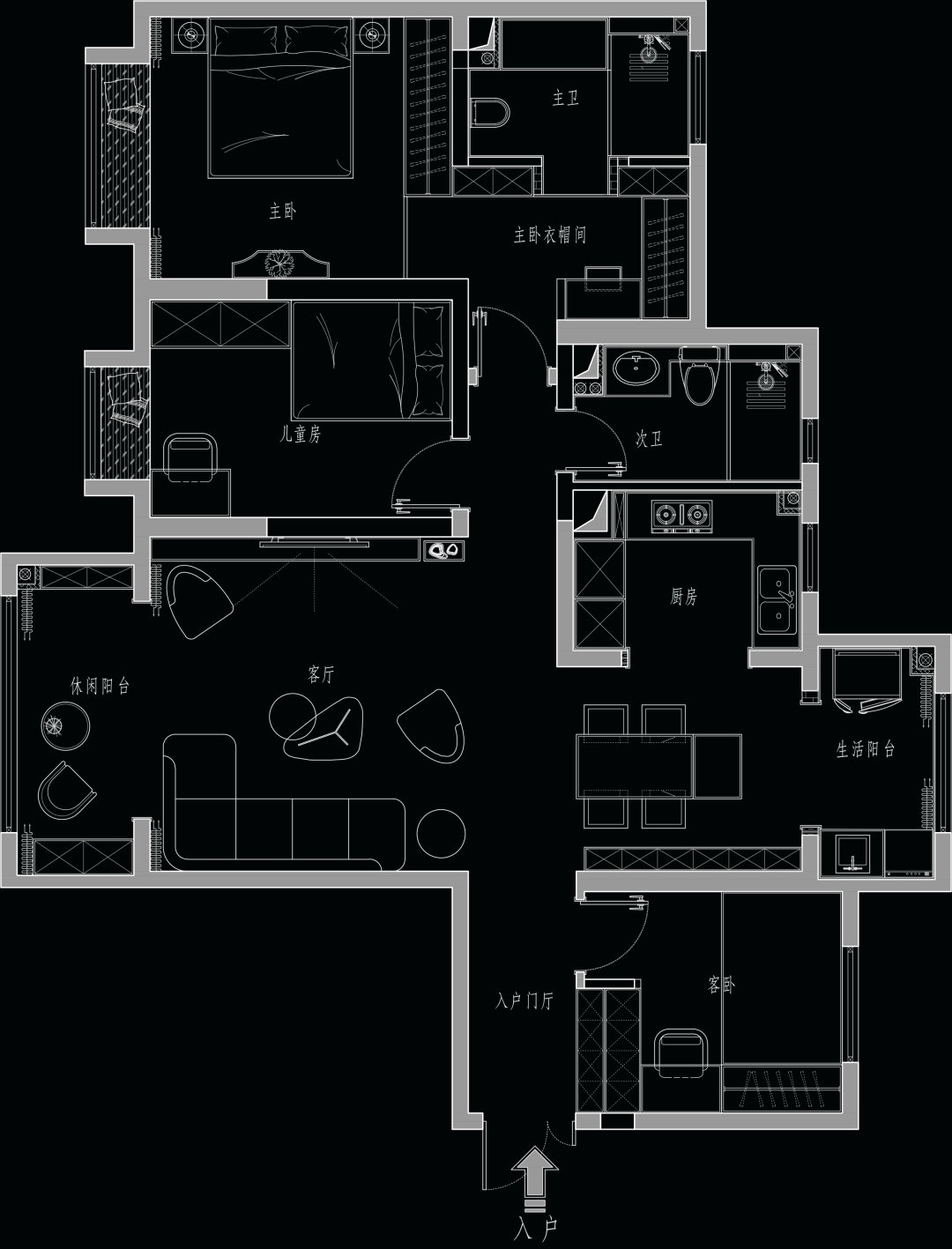 万达天玺现代轻奢住宅丨中国西安丨西安.大小空间设计-34