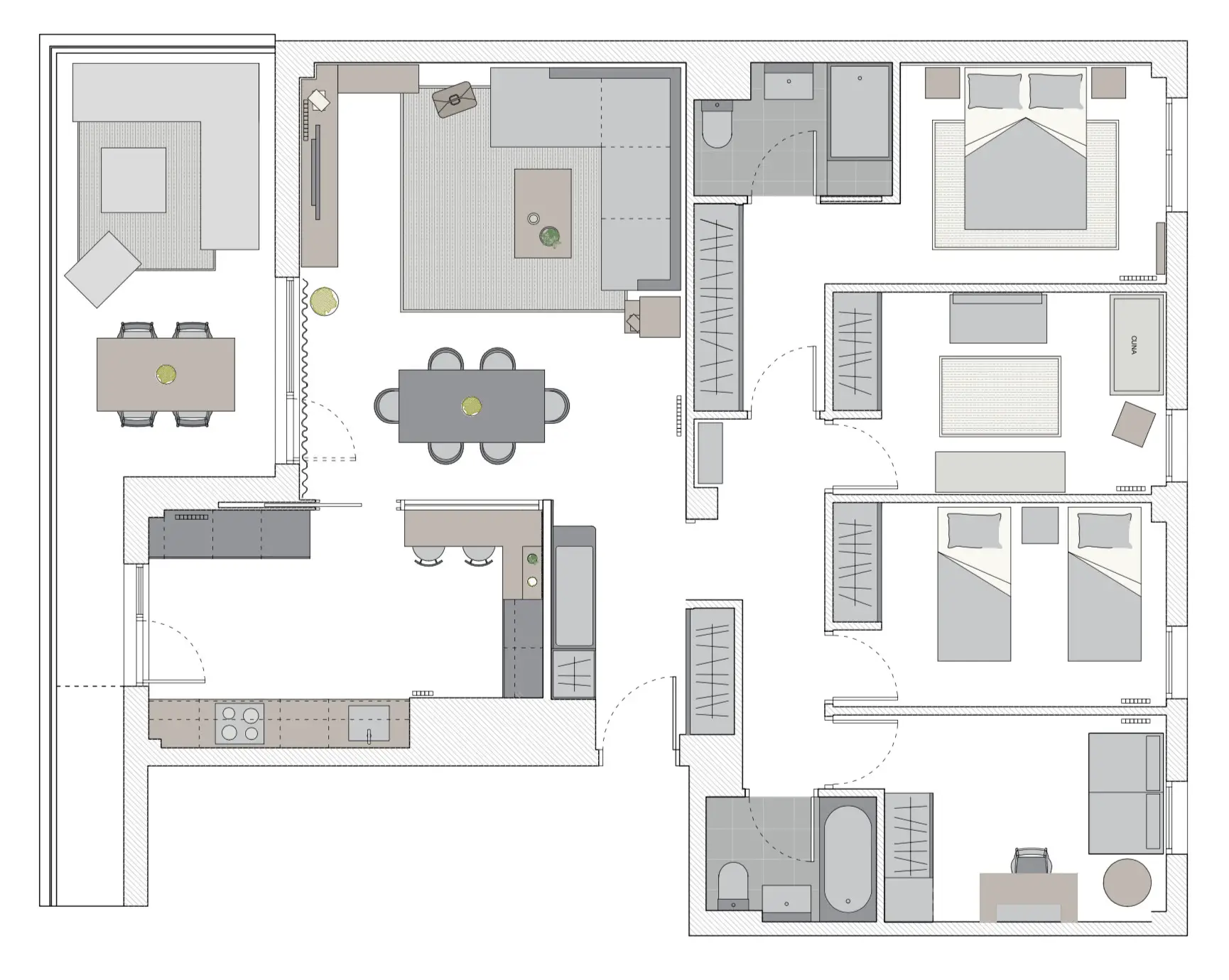 厨房中的一扇天窗，用于一间经过翻新的现代公寓-11