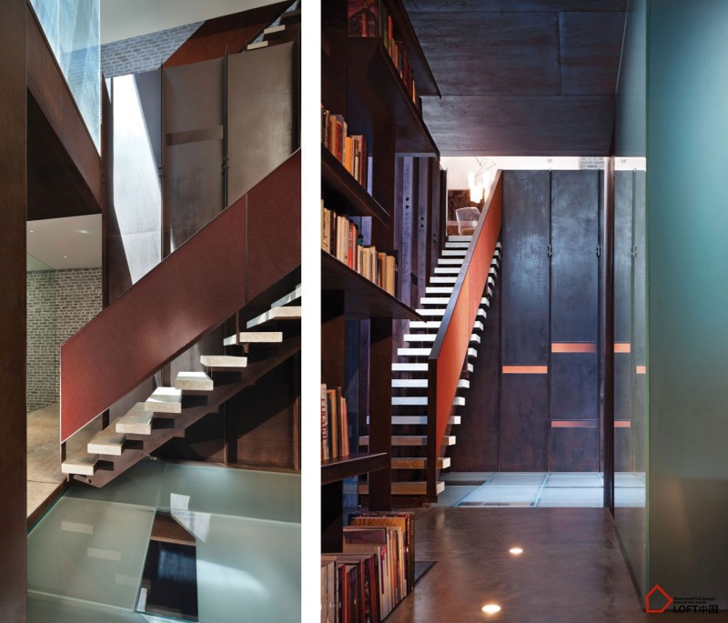 豪华别墅 现代风格纽约仓库改造工业风格联排别墅-9