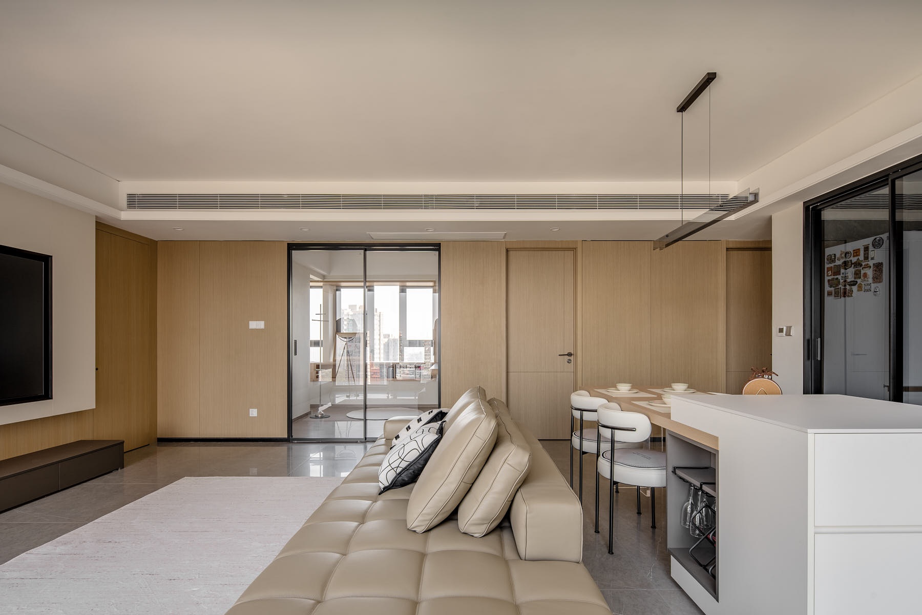 120㎡客餐阳一体化通透动线,藏在极简背后的生活讲究-51