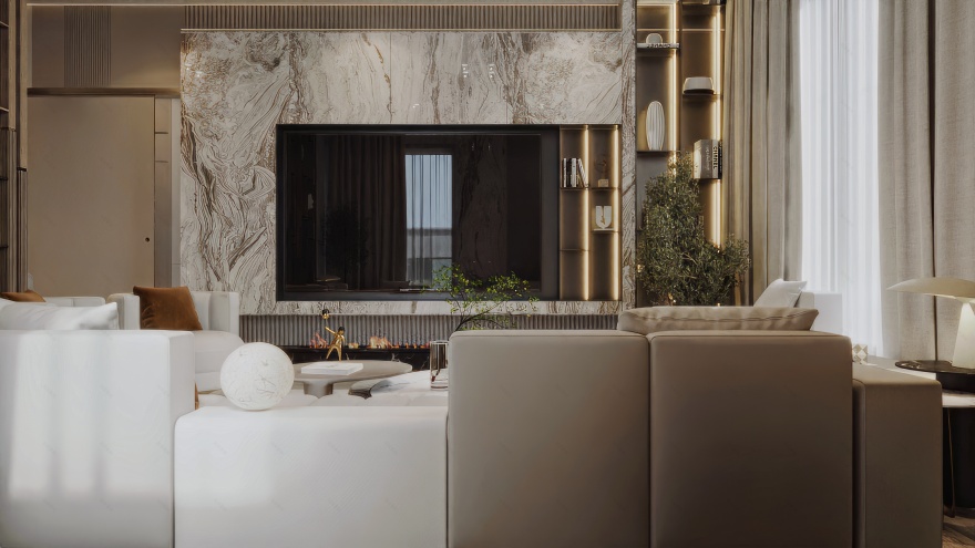 Living Room 01 + Kitchen室内场景-9