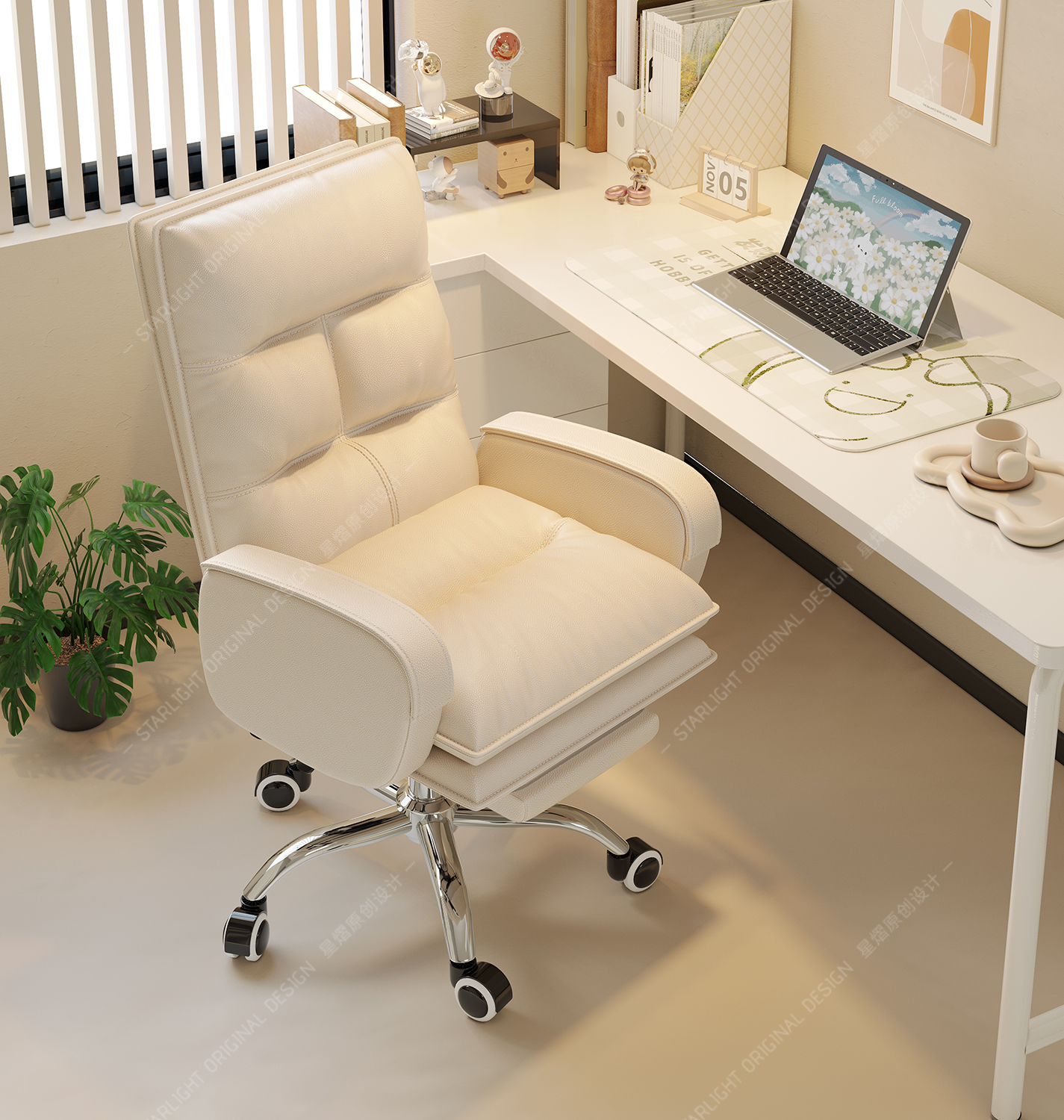 奶油风办公椅家具渲染丨星熠原创设计-8