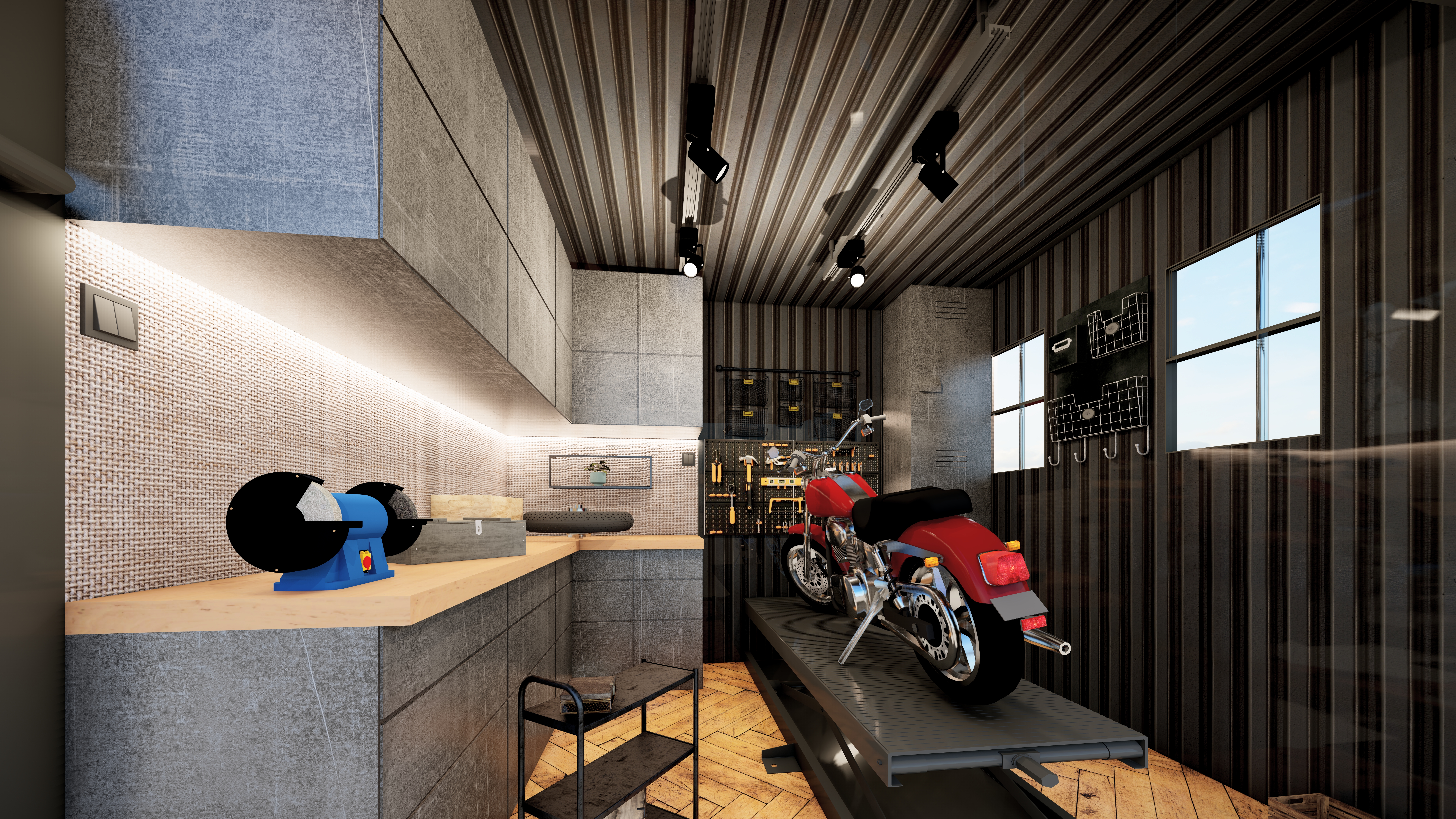 Motorcycle Repair shop in a container-7