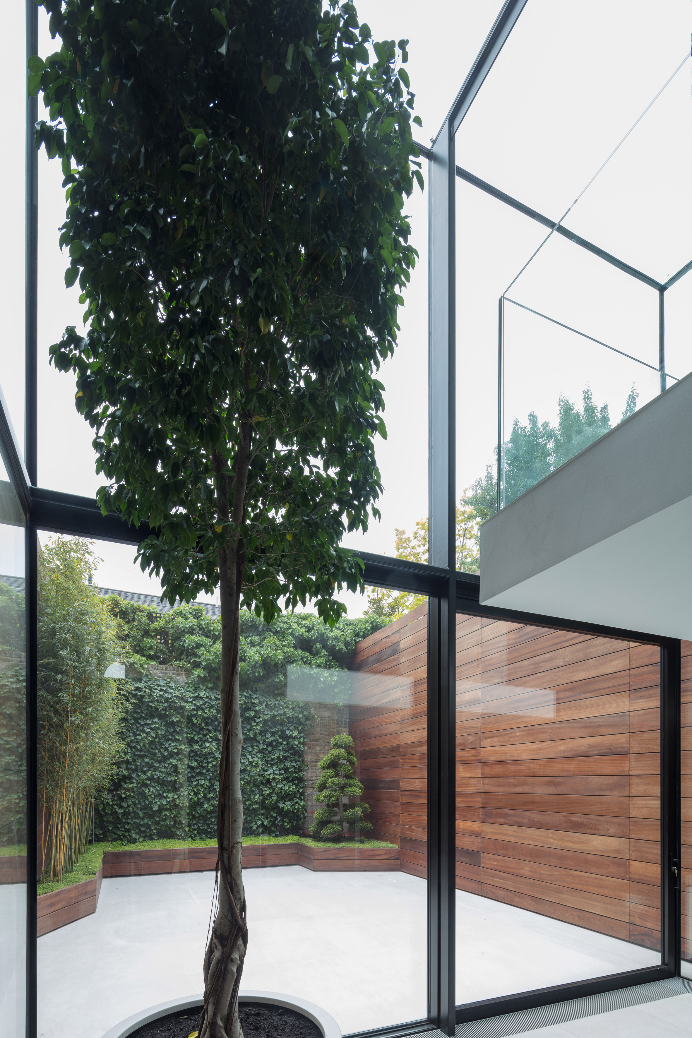 Glass box defines extension with basement pool to Victorian home in south London-5