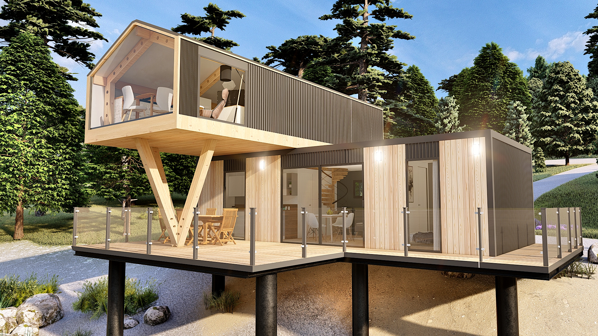 Combo K2 现代 2 层集装箱房-5