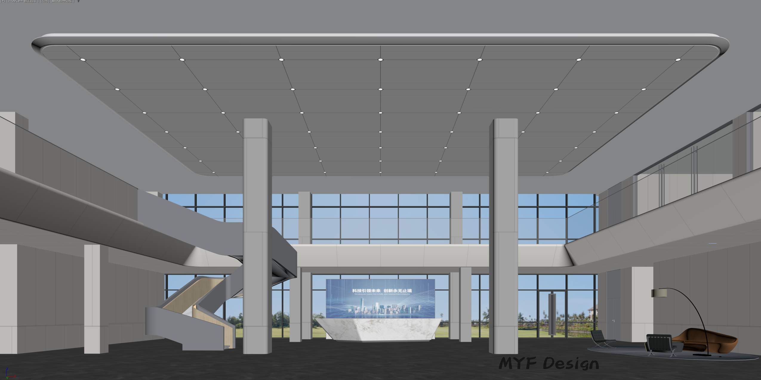光伏科技总部大堂设计,光伏新能源公司办公楼大堂设计丨中国阜阳-6