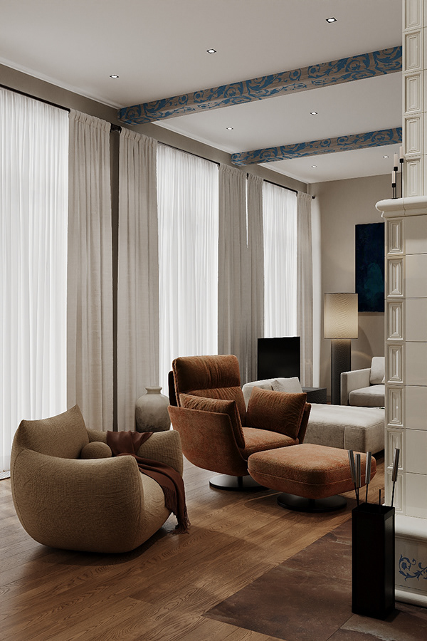 图拉地区带俄罗斯风格元素的现代风格住宅可视化丨俄罗斯图拉-8