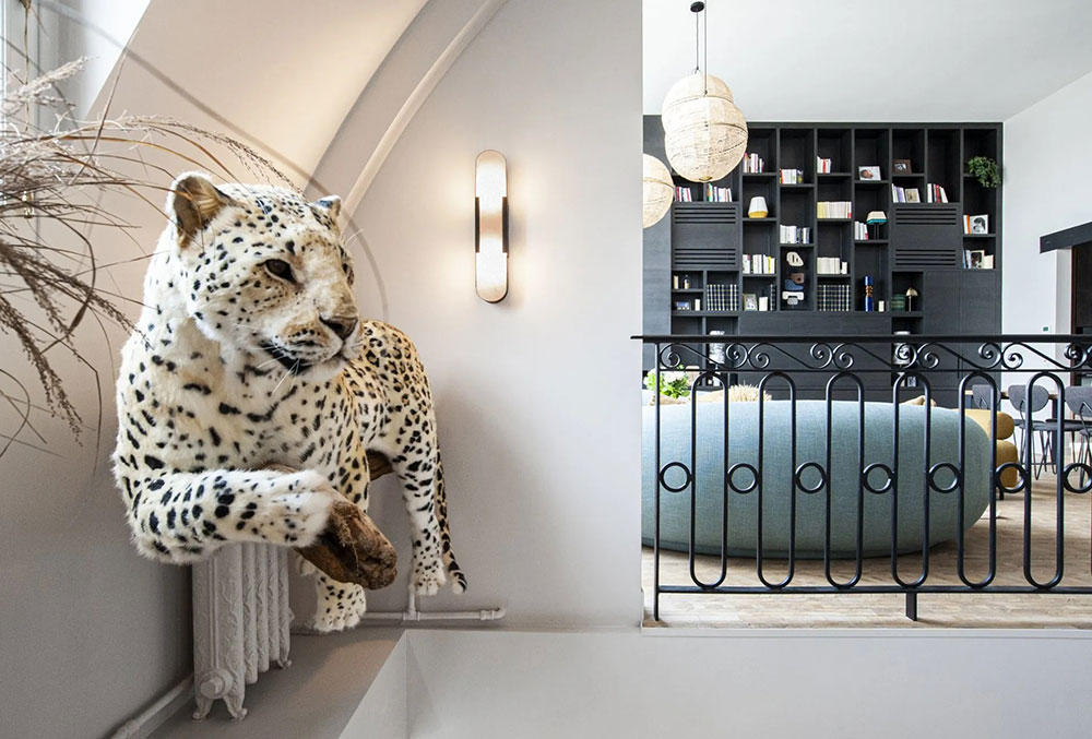 巴黎梦幻两层 Loft 设计，高挑空间与独特书架令人惊叹-6