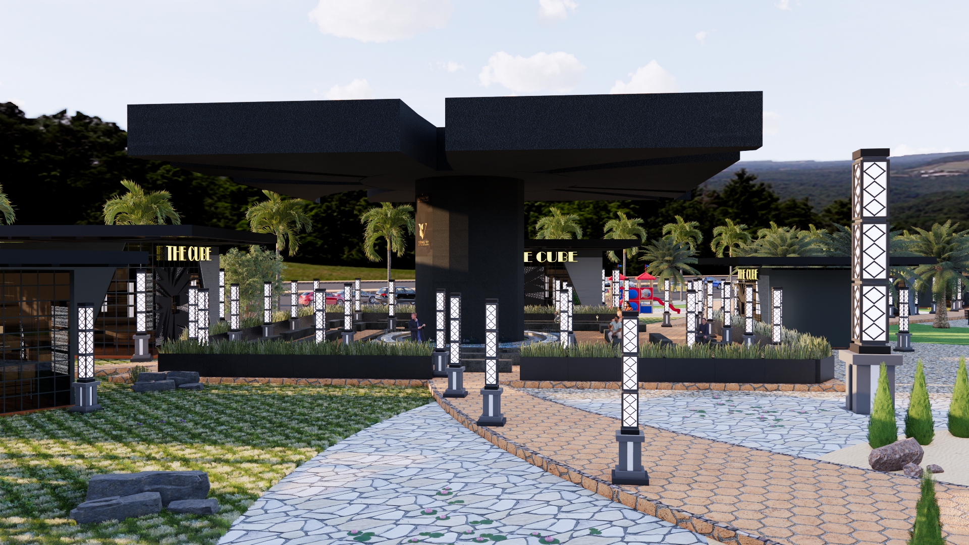 تصميم لمنتزه به العديد من الكافيهات والمطاعم في عمان-47